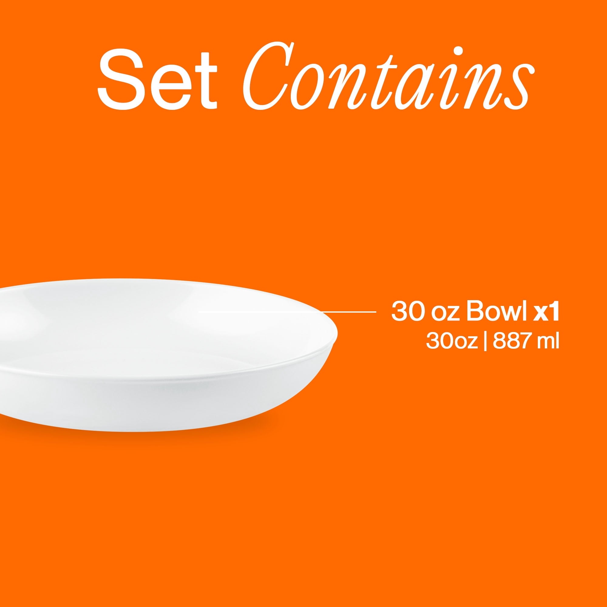 Corelle Versa - White Round Dinner Bowl, 30-oz