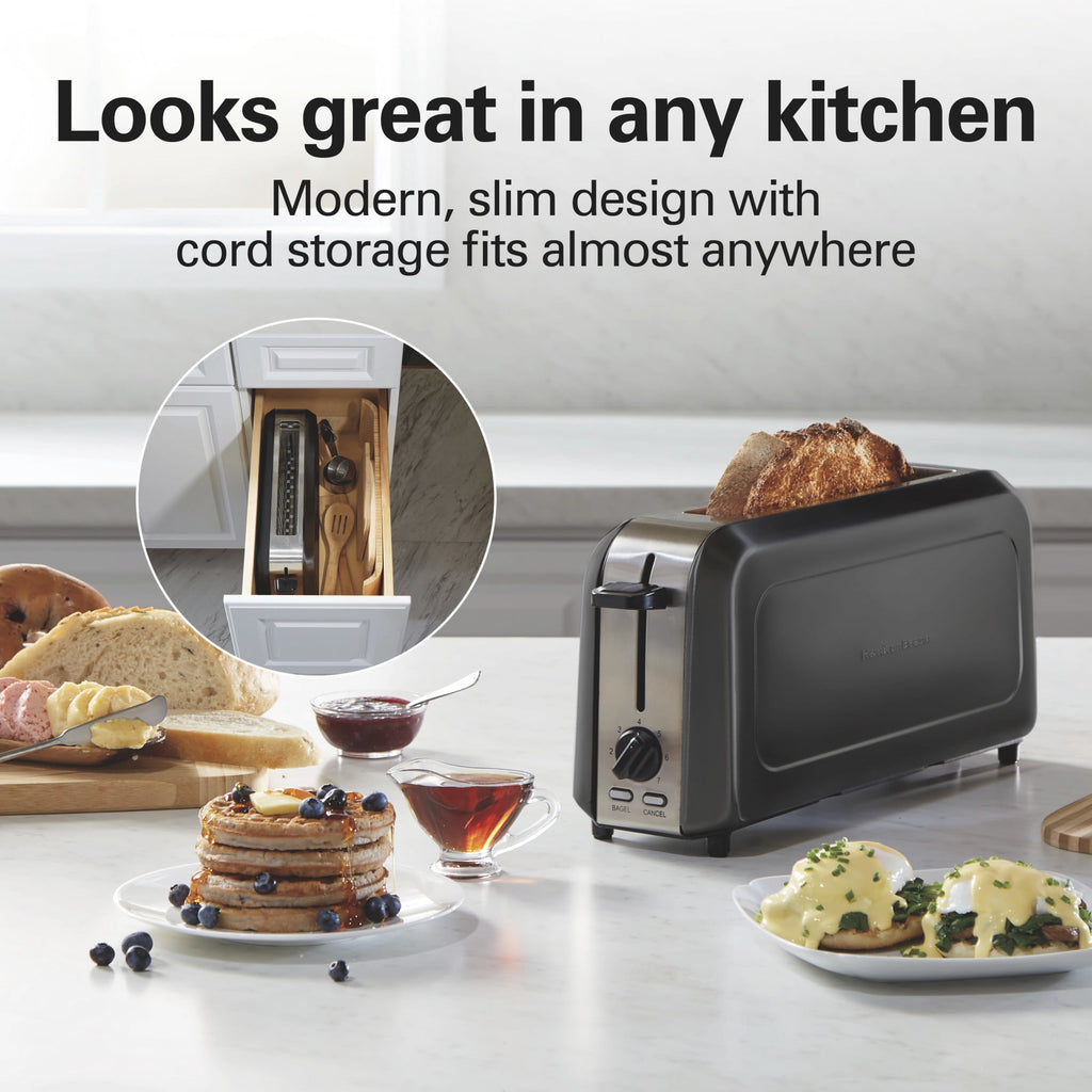 Hamilton Beach 2-Slice Bread and Bagel Toaster with Long Slots and Removable Crumb Tray - Black