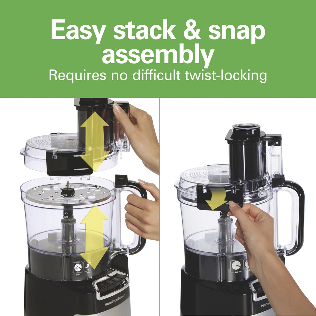 Hamilton Beach 10 Cup Food Processor and Chopper with Stack & Snap Design and Extra Large Chute - Black