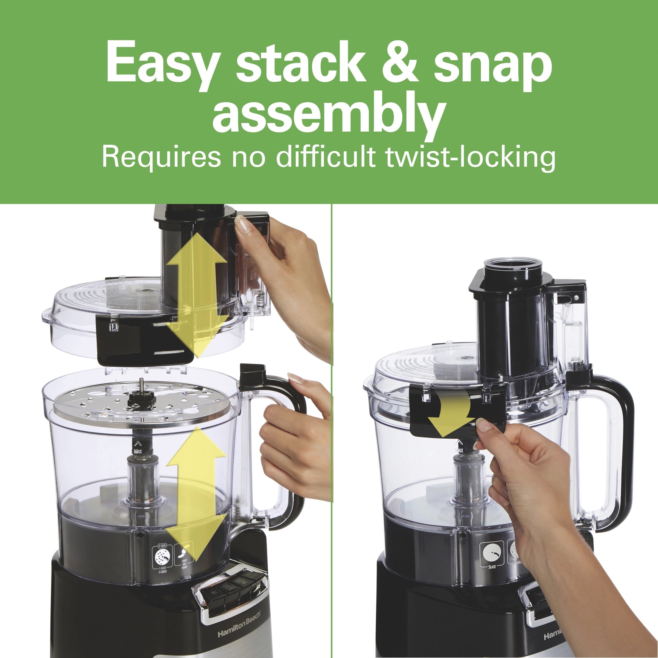 Hamilton Beach 10 Cup Food Processor and Chopper with Stack & Snap Design and Extra Large Chute - Black
