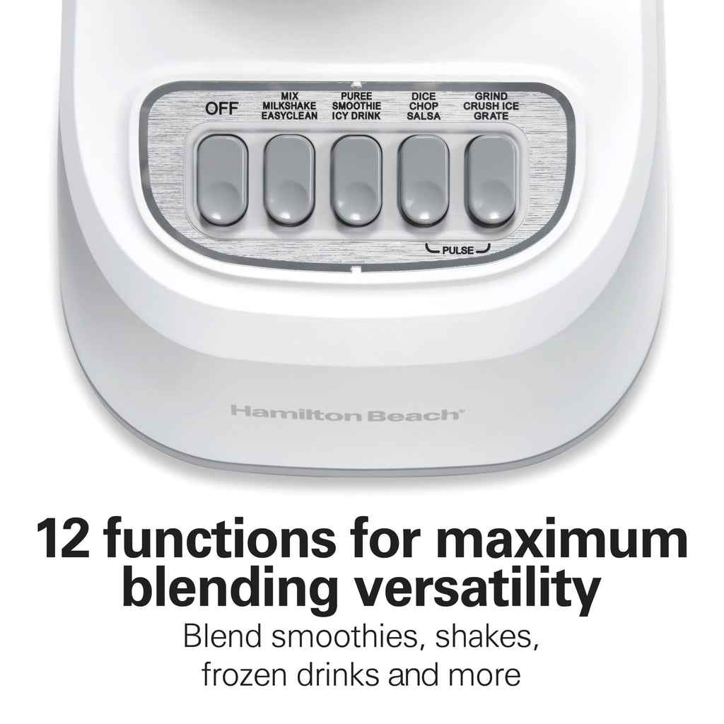 Hamilton Beach Smoothie Blender - 48 oz BPA-Free Jar 650 W 12-Function Countertop Blender for Kitchen, White