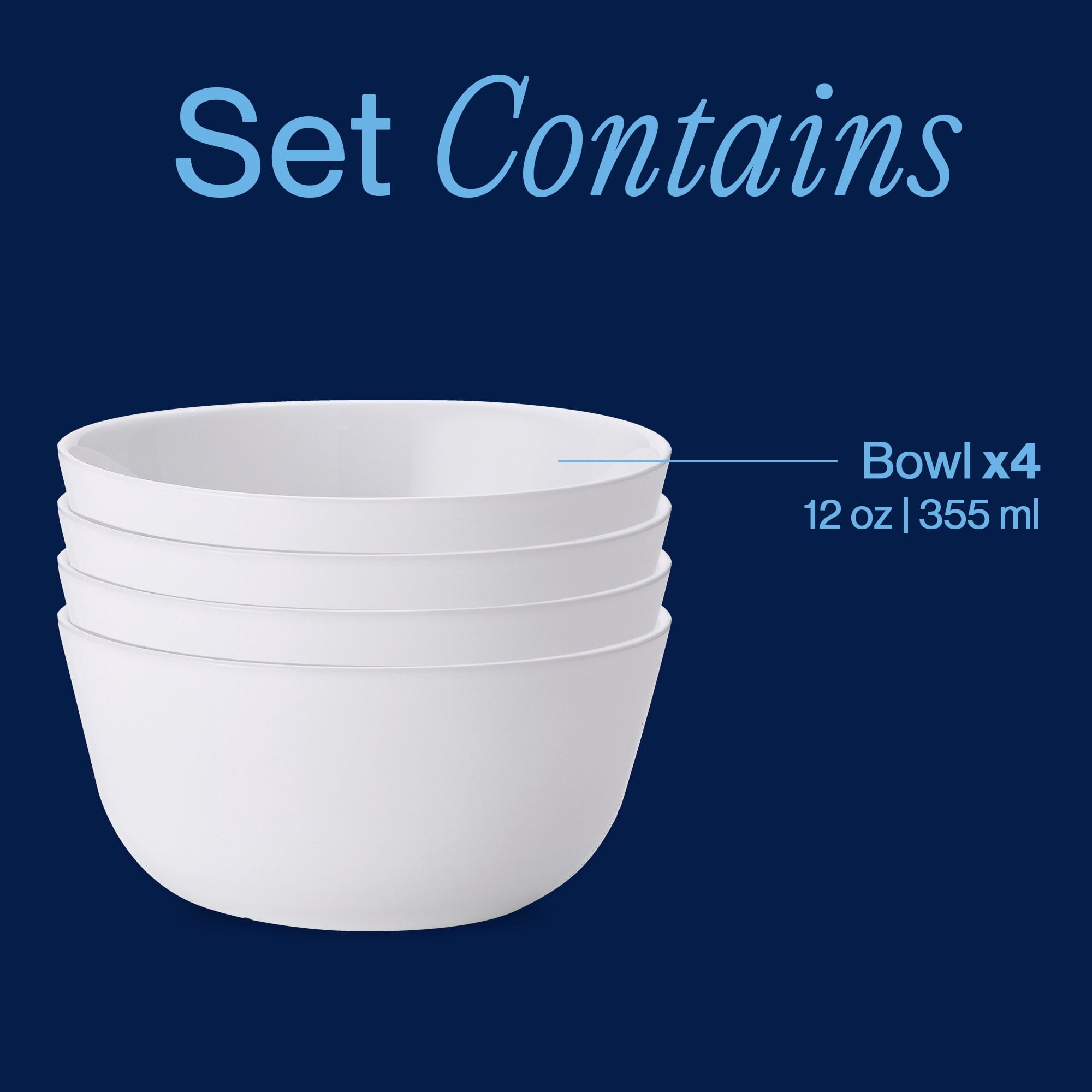 Corelle Winter Frost White 12 oz Glass Rice Bowl (Set of 4)