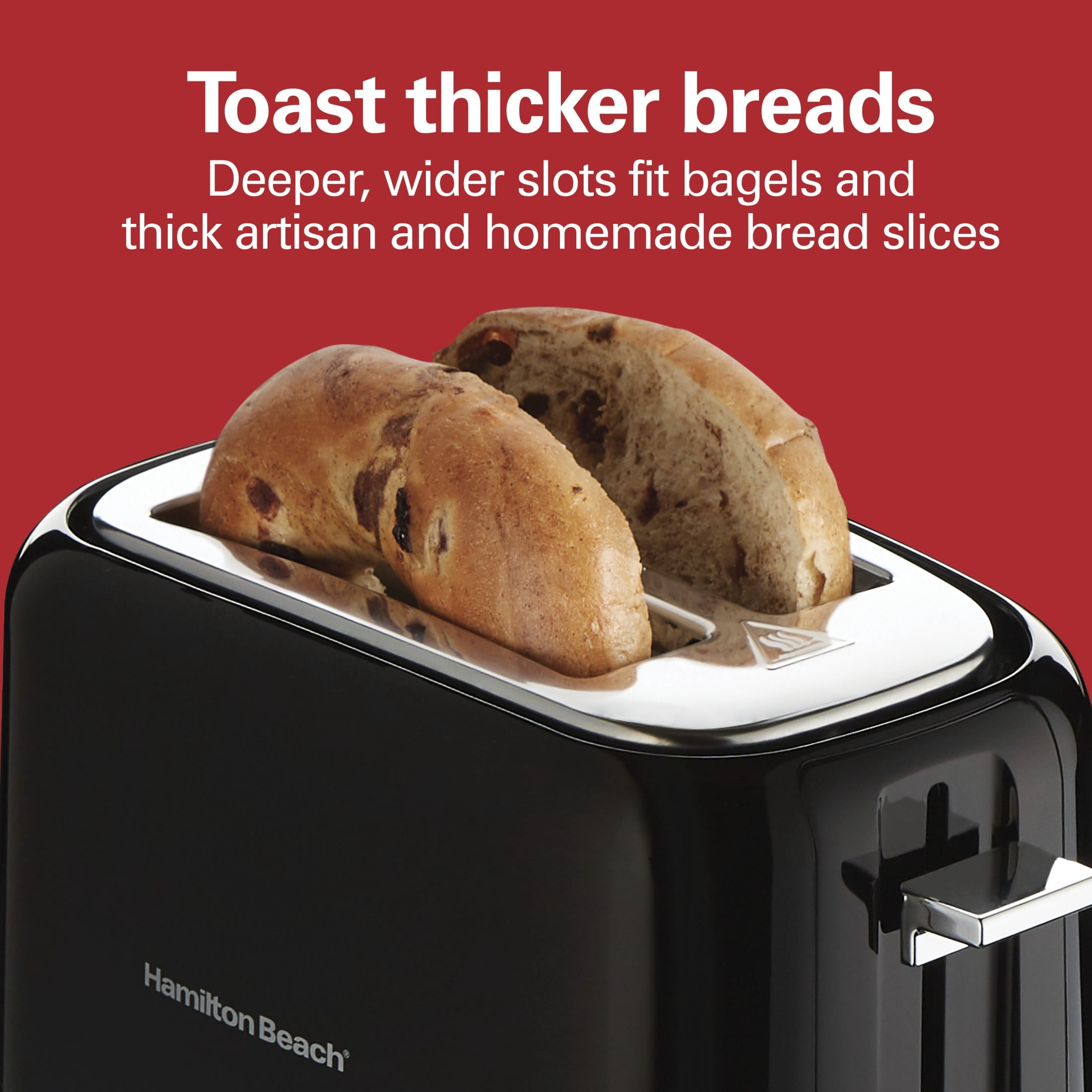 Hamilton Beach 2-Slice Toaster with Extra-Wide Slots - Toast Boost, and Removable Crumb Tray, Black