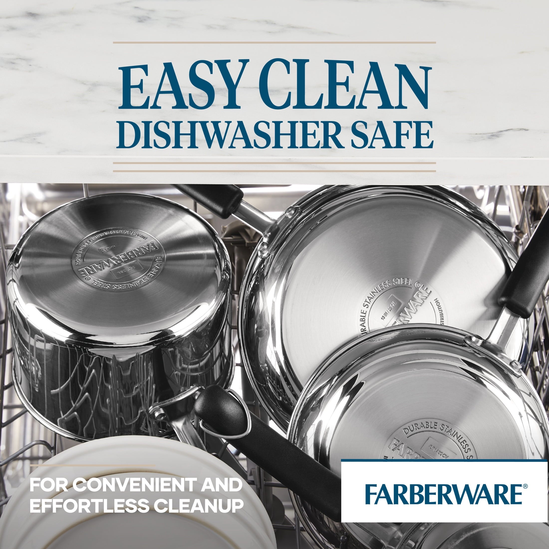 Farberware Brilliance 12.25 Inch Frying Pan - Induction Compatible, Metal Utensil and Dishwasher Safe, Stainless Steel