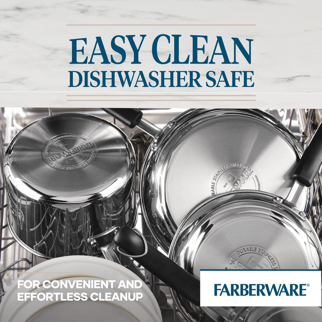 Farberware Brilliance 10 Inch Stainless Steel Frying Pan - Induction Compatible, Metal Utensil and Dishwasher Safe, Stainless Steel