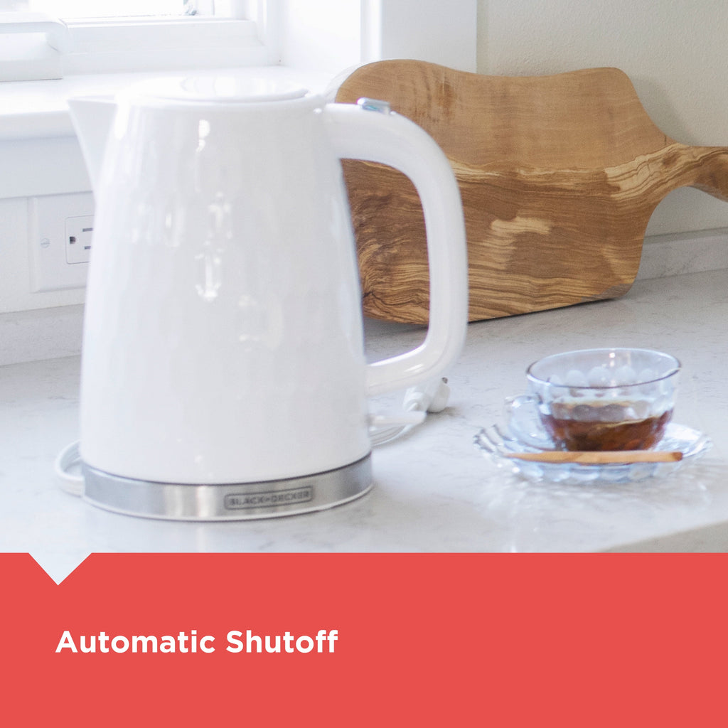 BLACK+DECKER Honeycomb Collection Rapid Boil 1.7L Electric Cordless Kettle with Premium Textured Finish - White, KE1560W