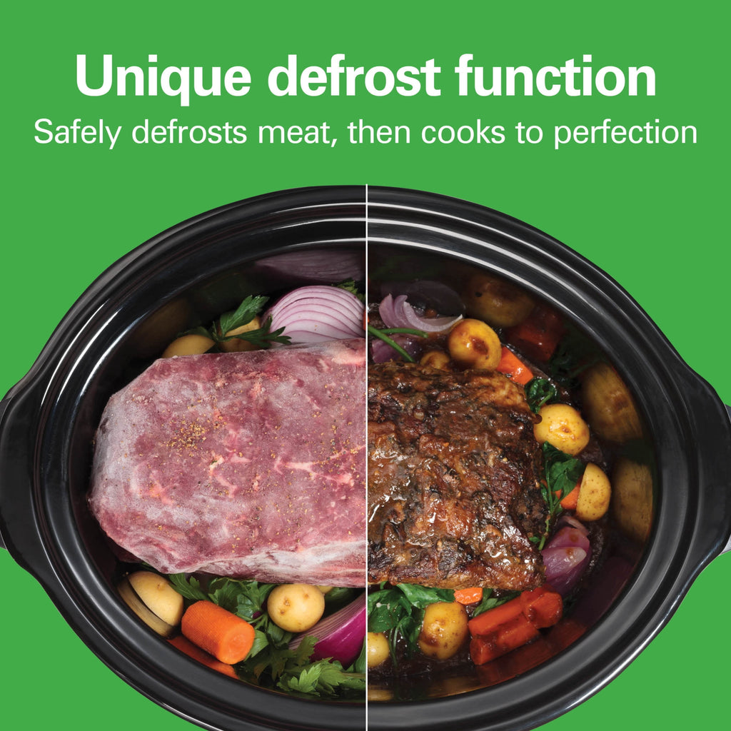 Hamilton Beach Defrost & Go 6 Qt Programmable Slow Cooker - Stoneware Crock with Removable Pot, Black