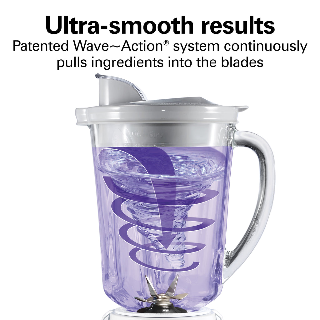 Hamilton Beach Quiet Glass Jar Blender - 48 oz. Jar, Stainless Steel Blade, High Speed, Great for Shakes and Smoothies, Ice Crusher, 12 Functions, White