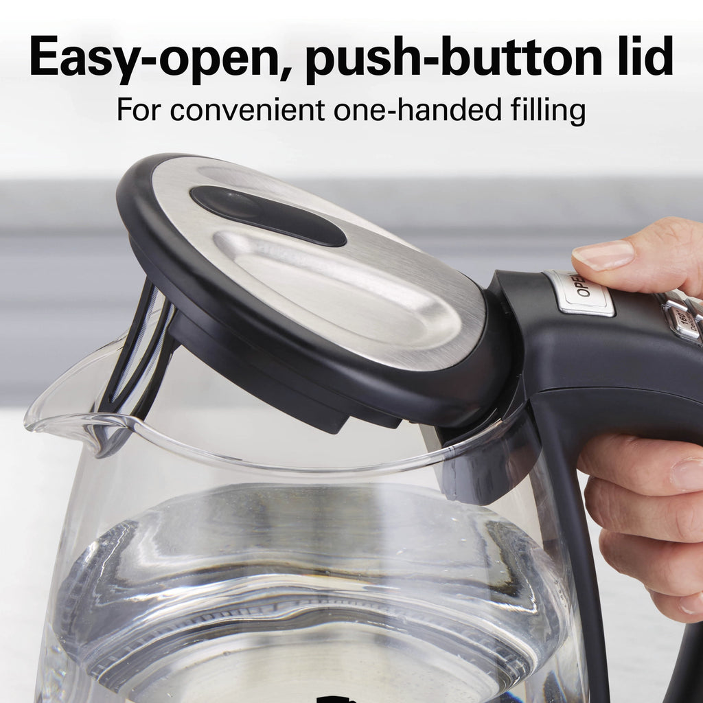 Hamilton Beach Temperature-Control 1.7L Electric Glass Kettle with Auto Shutoff and Ultra-Fast Heating - Tea & Water Kettle
