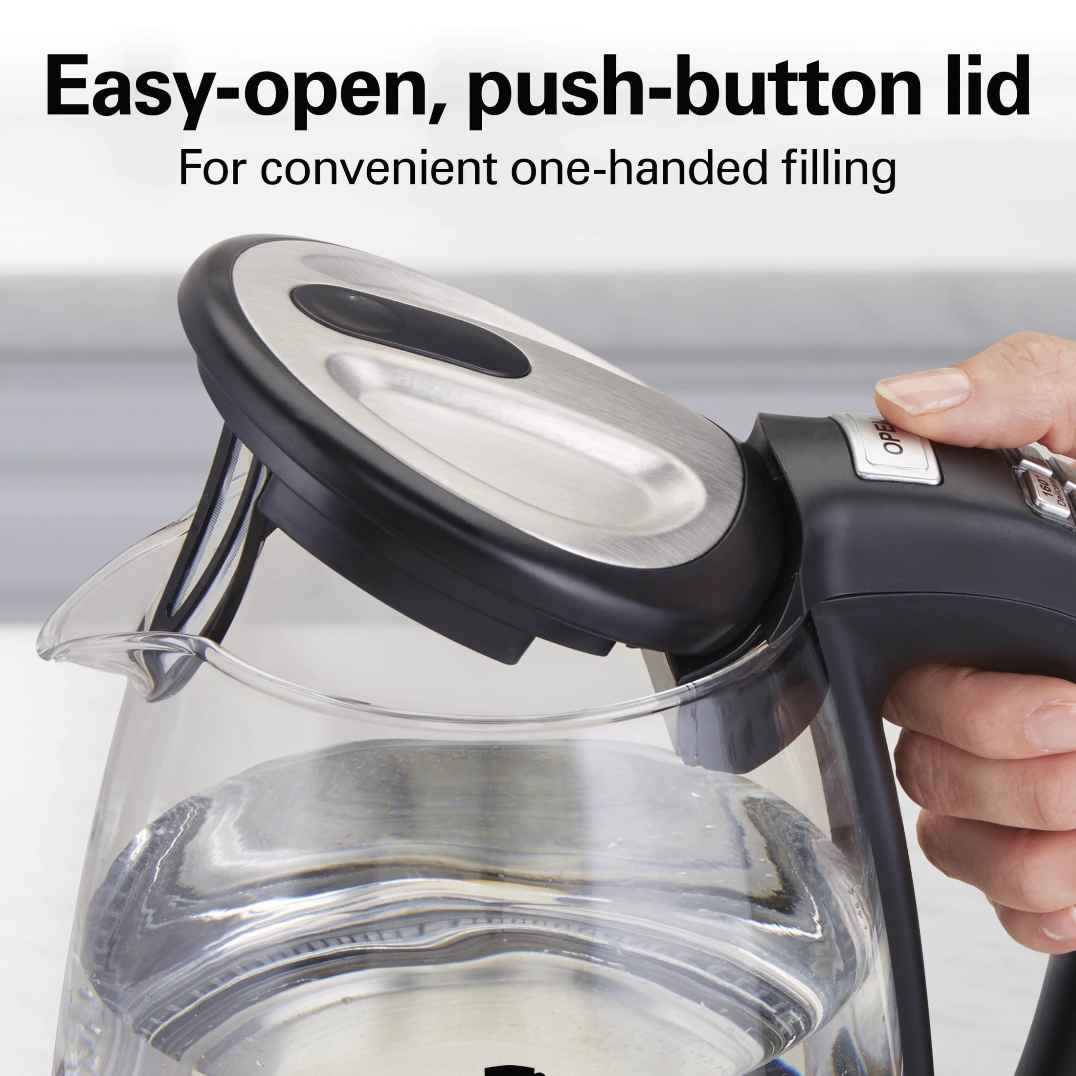 Hamilton Beach Temperature-Control 1.7L Electric Glass Kettle with Auto Shutoff and Ultra-Fast Heating - Tea & Water Kettle