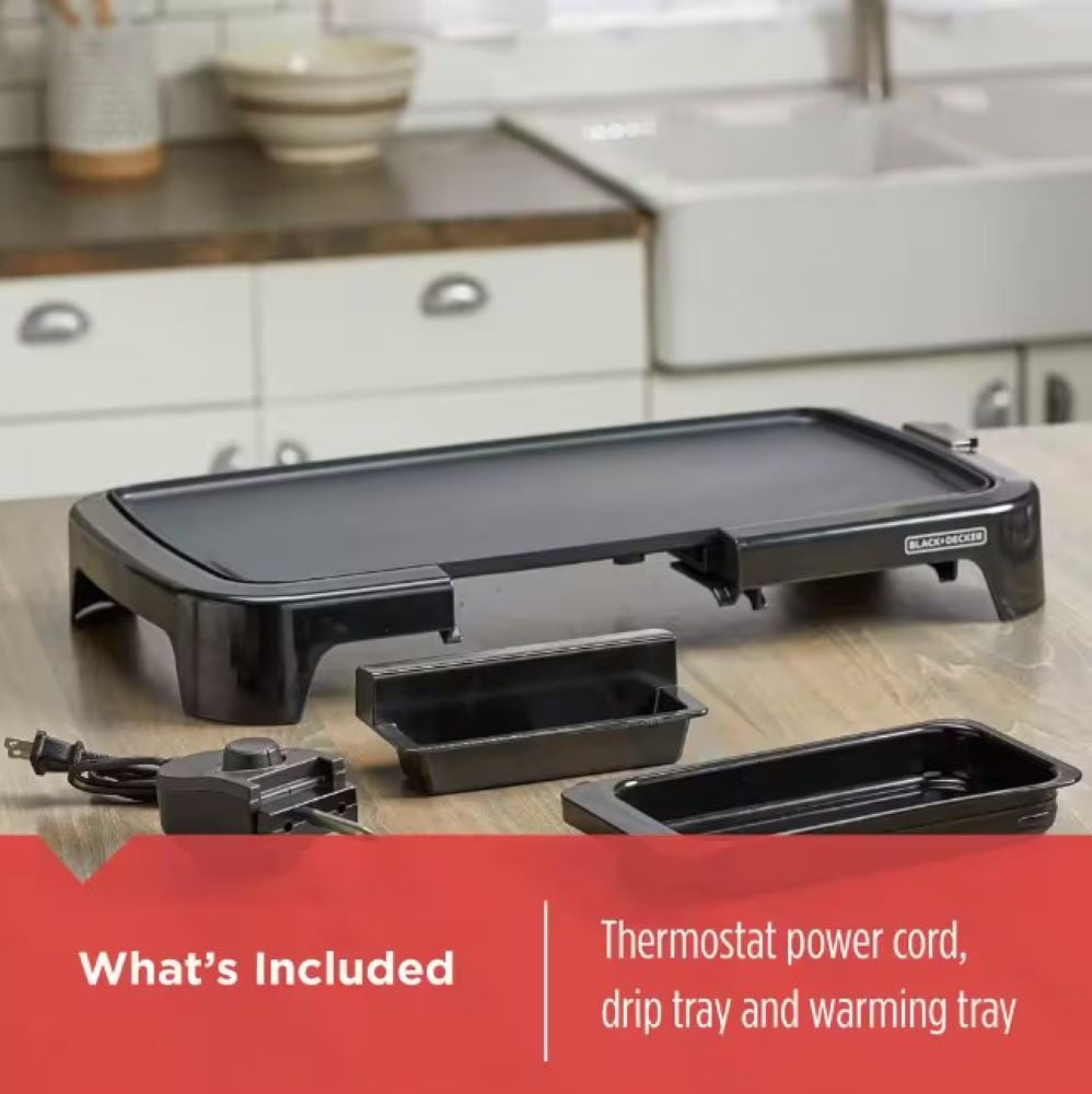Black+Decker Electric Griddle - Non Stick - Fast and Even Heating, Warming Tray