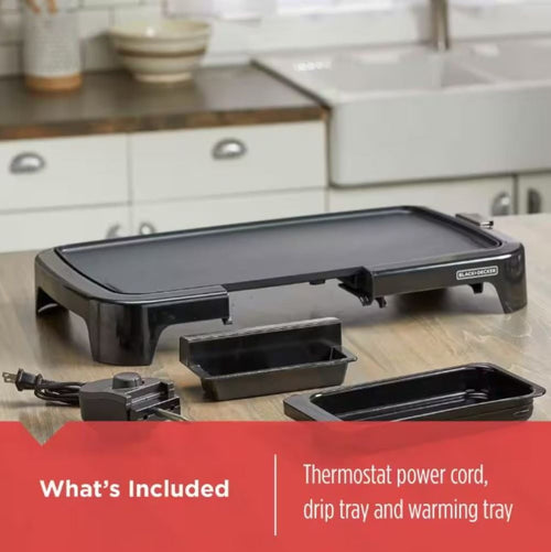 Black+Decker Electric Griddle - Non Stick - Fast and Even Heating, Warming Tray
