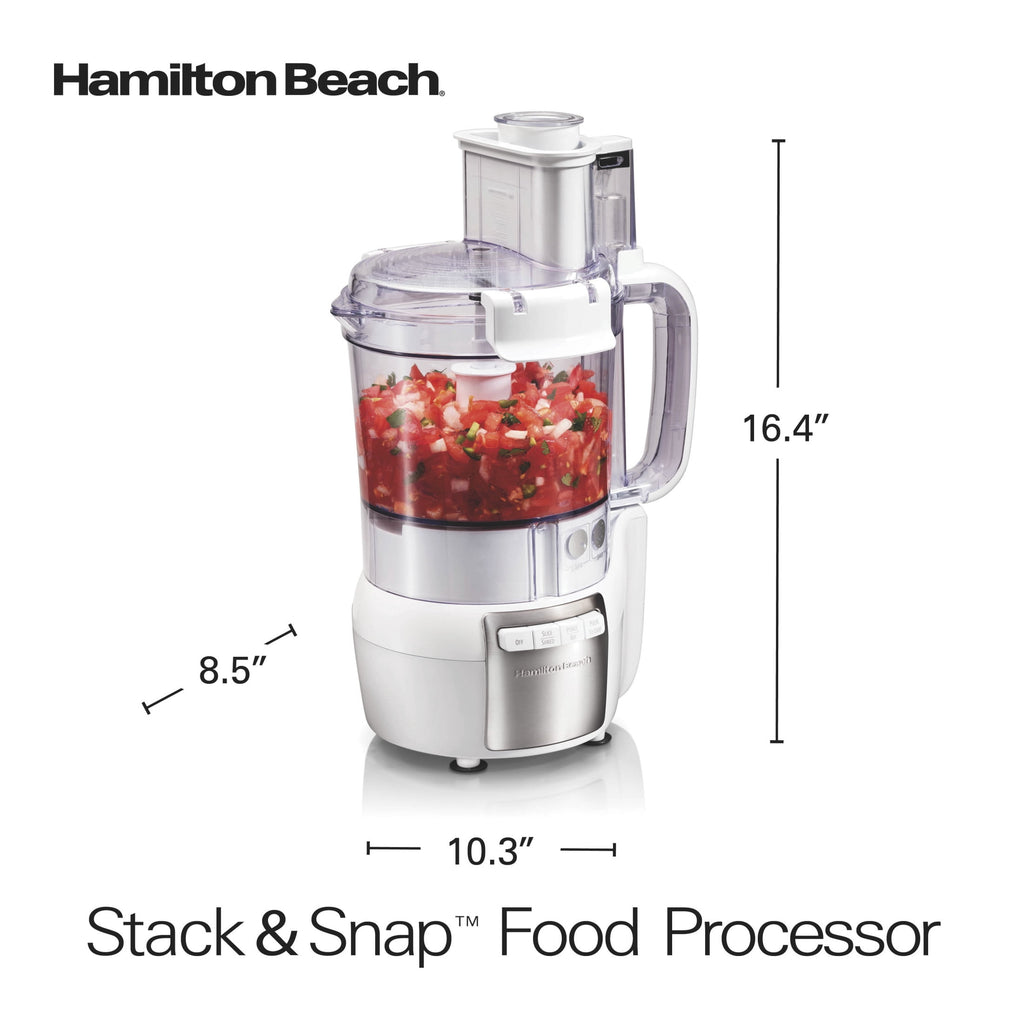 Hamilton Beach 12 Cup Food Processor and Chopper with Stack & Snap Design and Extra Large Chute - White