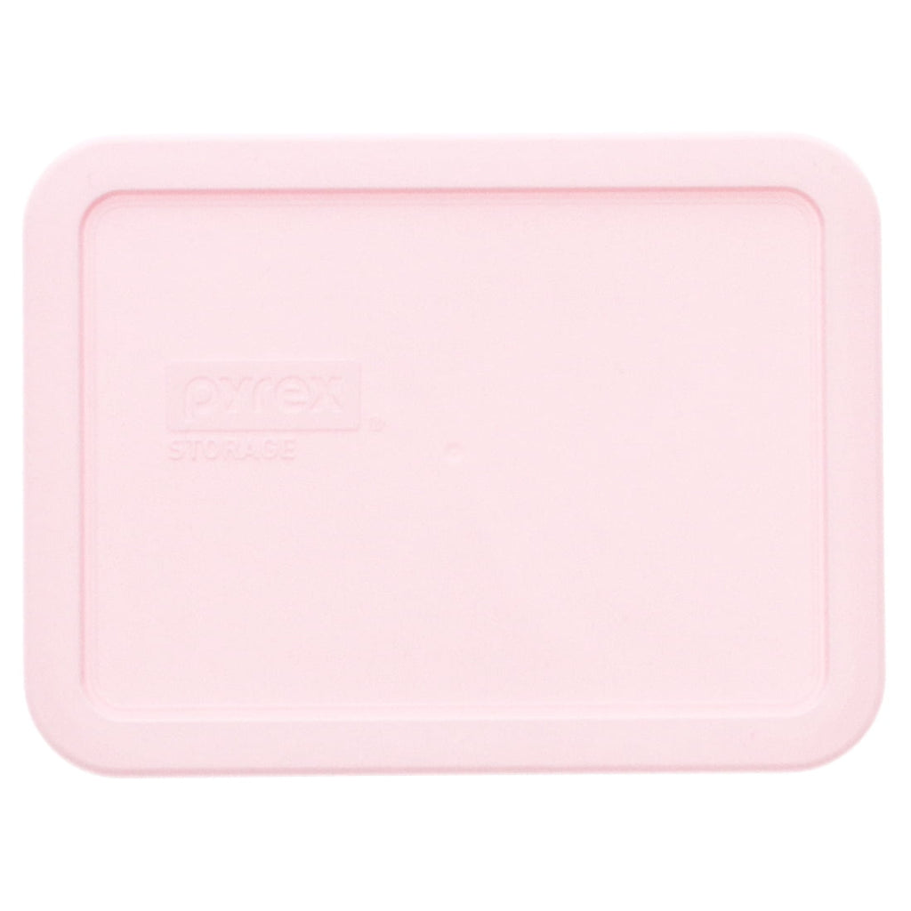 Pyrex (4) 7210 3-Cup Clear Glass Rectangular Dishes with (4) 7210-PC 3-Cup Loring Pink BPA-Free Plastic Lids – Made in the USA