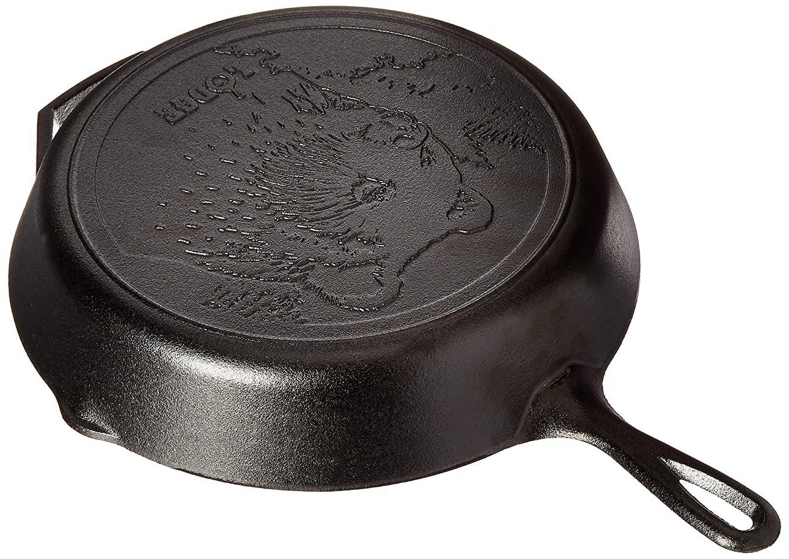Lodge Wildlife Series-12 Inch Seasoned Cast Iron Skillet with Bear Scene and Assist Handle - 12", Black