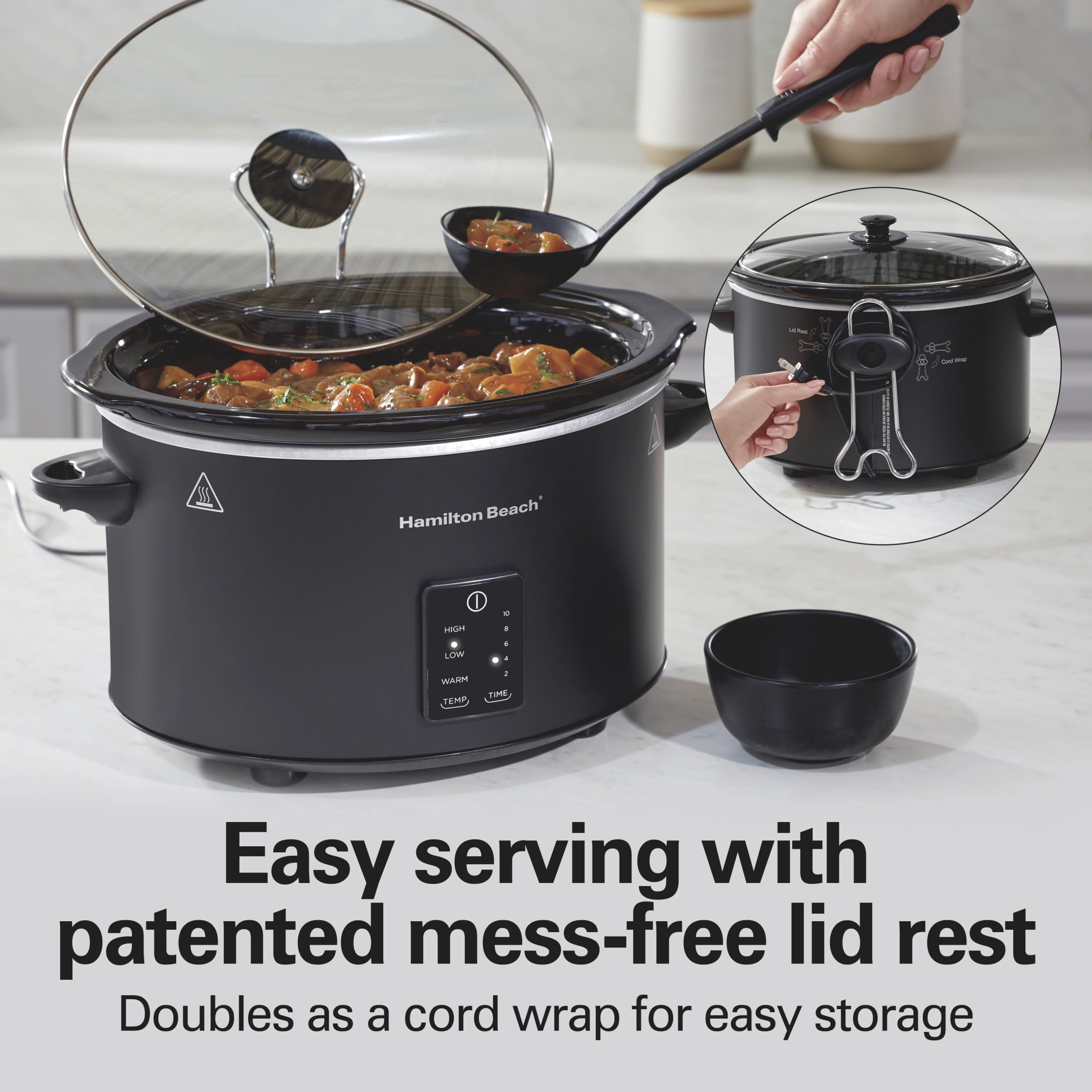 Hamilton Beach 5 Qt Programmable Slow Cooker - Stoneware Crock with Removable Pot, Black