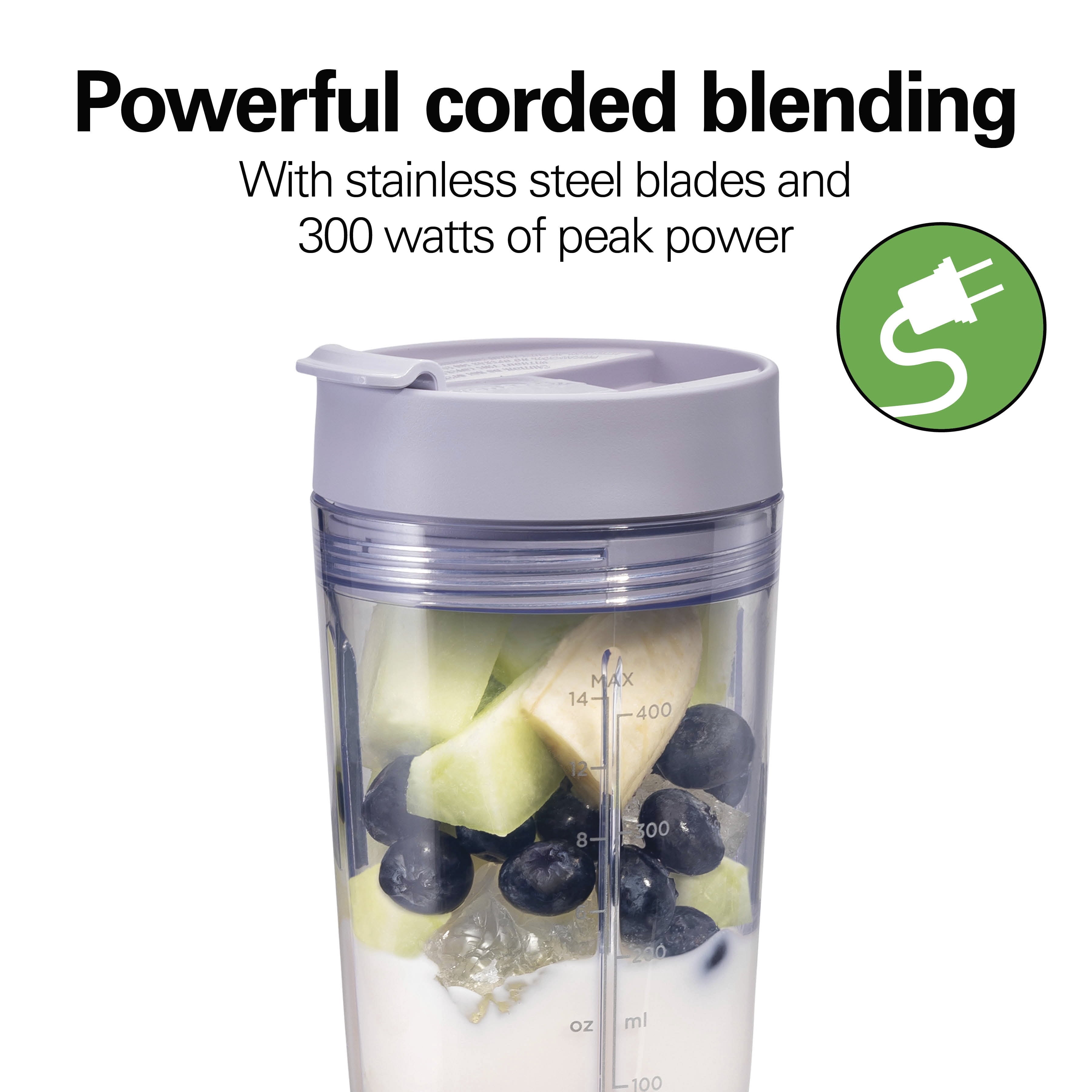 Hamilton Beach Personal Blender - 14 oz BPA-Free Jar 300 W Portable Blender for Shakes and Smoothies with Leakproof Lid, Purple