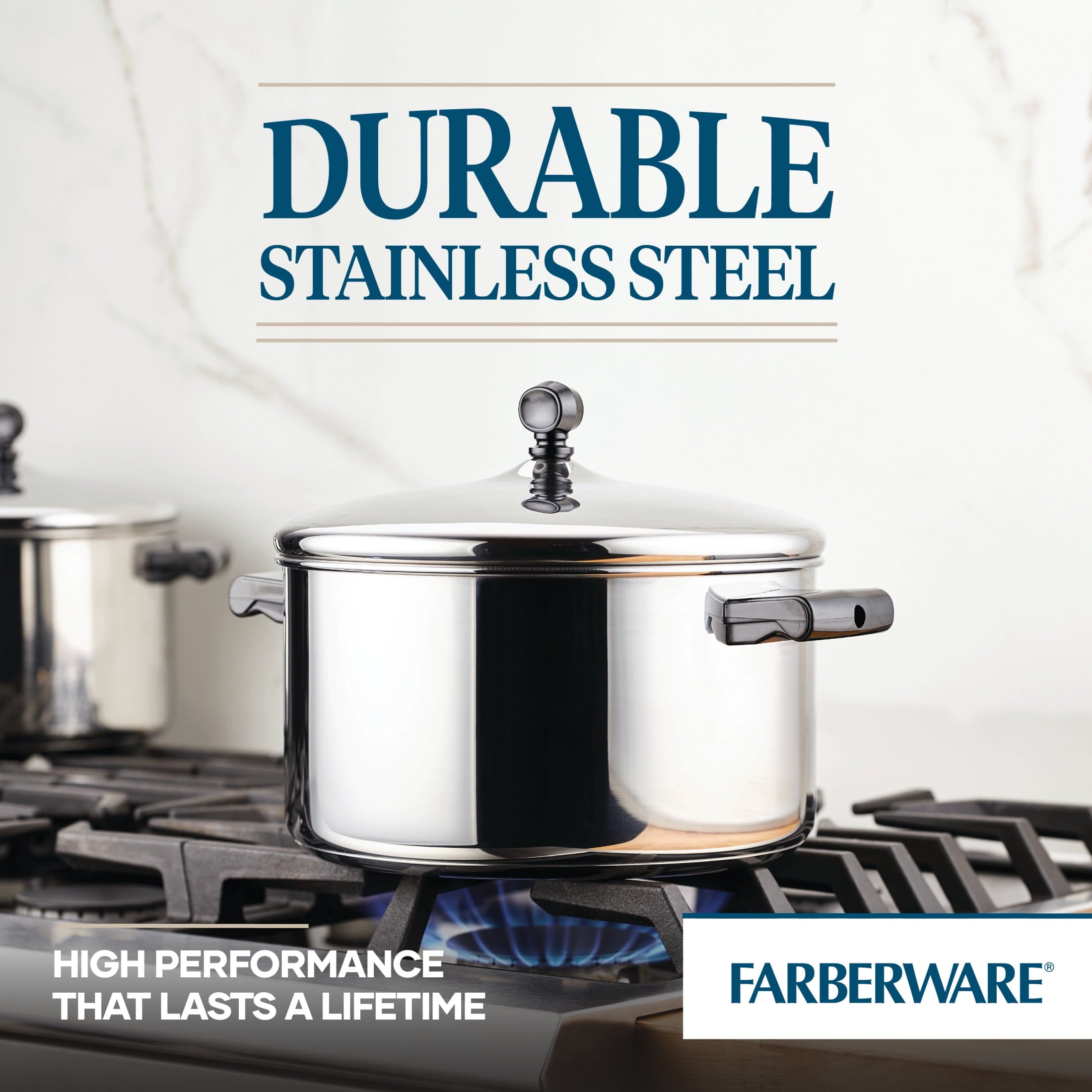 Farberware Classic Series 6 Quart Stainless Steel Stockpot with Lid - Induction Compatible, Metal Utensil and Dishwasher Safe, Stainless Steel