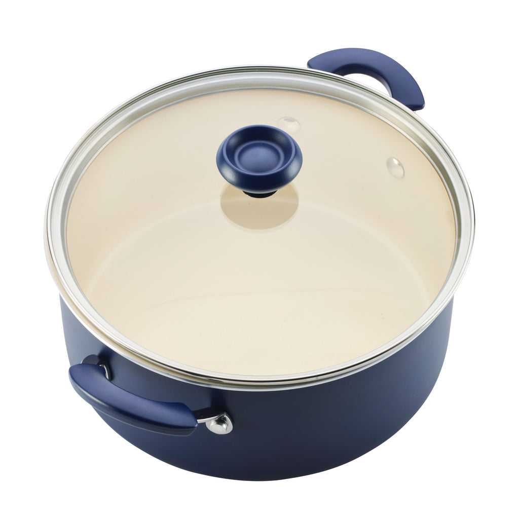 Farberware Easy Clean 14 Pcs Ceramic Nonstick Cookware Set with Cooking Tools - Dishwasher Safe, Blue