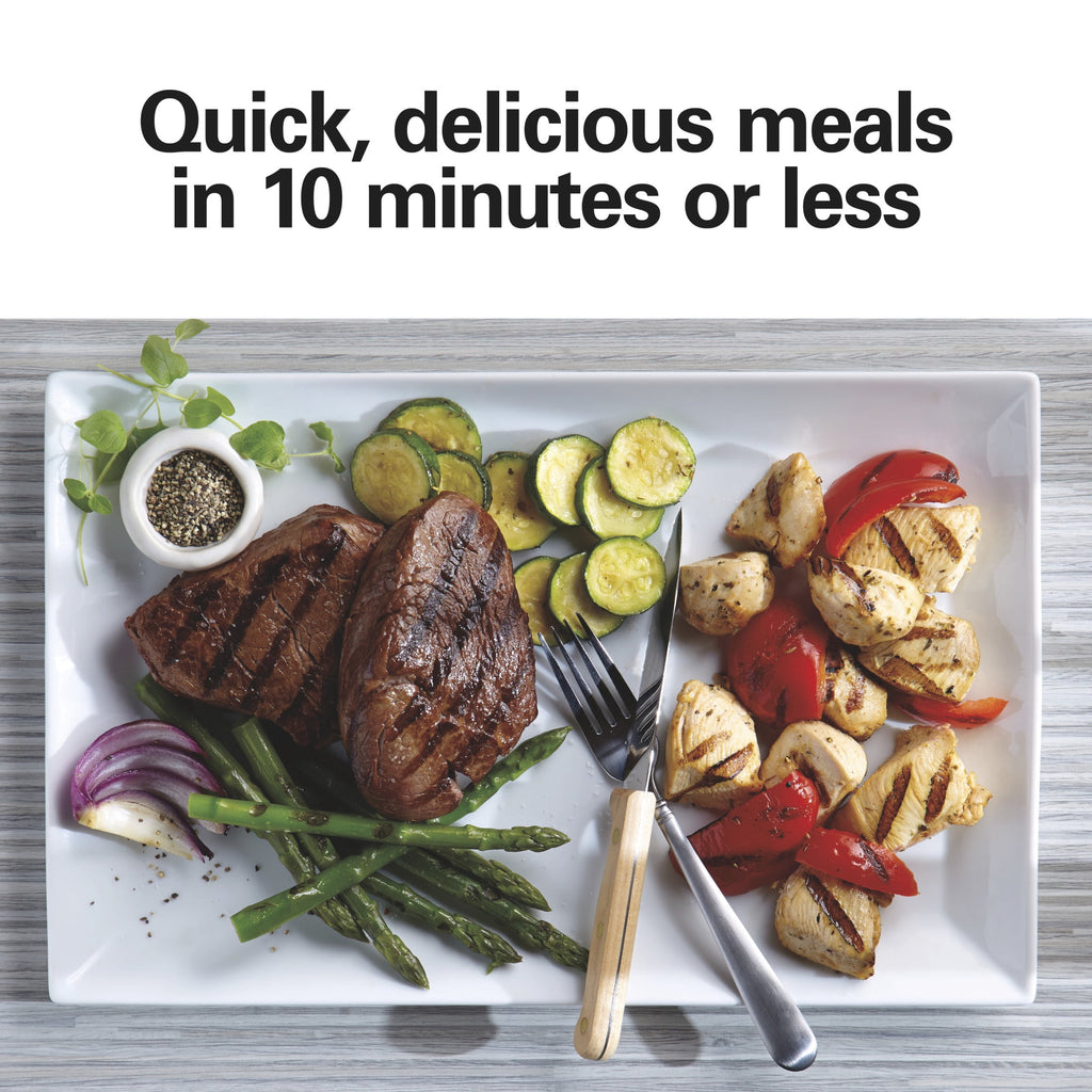 Hamilton Beach Electric Indoor Grill - Smokeless Grill with Floating Hinge for Thicker Foods, Stainless Steel