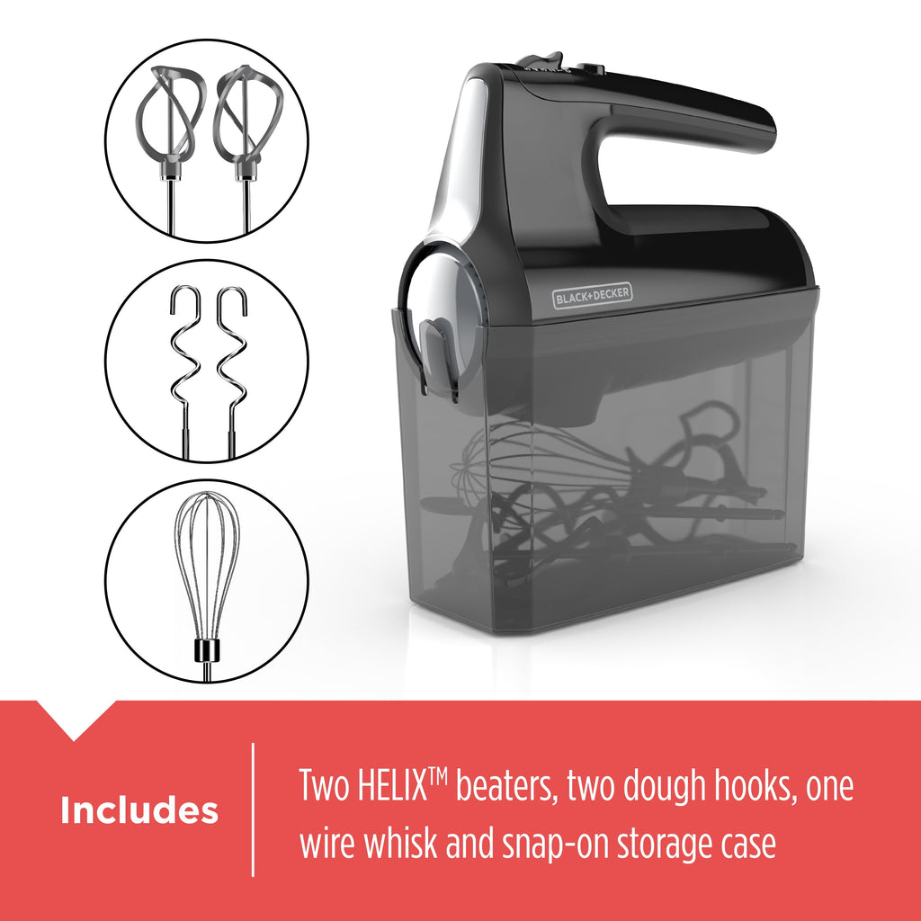 BLACK+DECKER Helix Performance 5-Speed Premium Hand Mixer - Nylon, Black