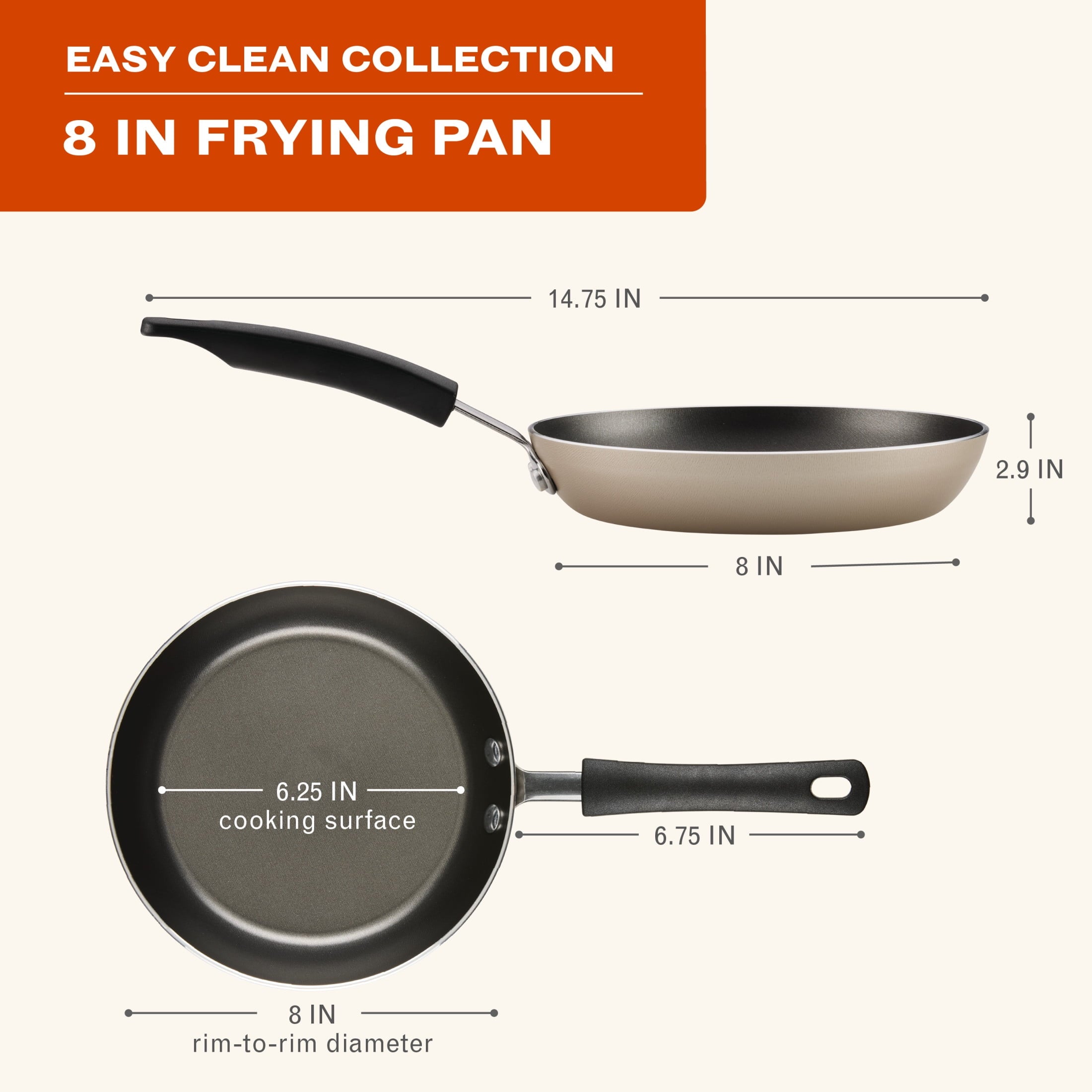 Farberware Easy Clean 8 Inch Nonstick Frying Pan / Skillet - Dishwasher Safe, Champagne