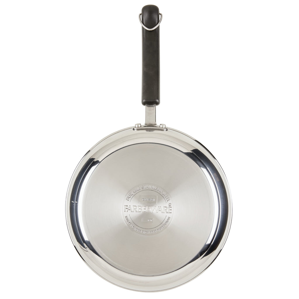 Farberware Brilliance 10 Inch Stainless Steel Frying Pan - Induction Compatible, Metal Utensil and Dishwasher Safe, Stainless Steel
