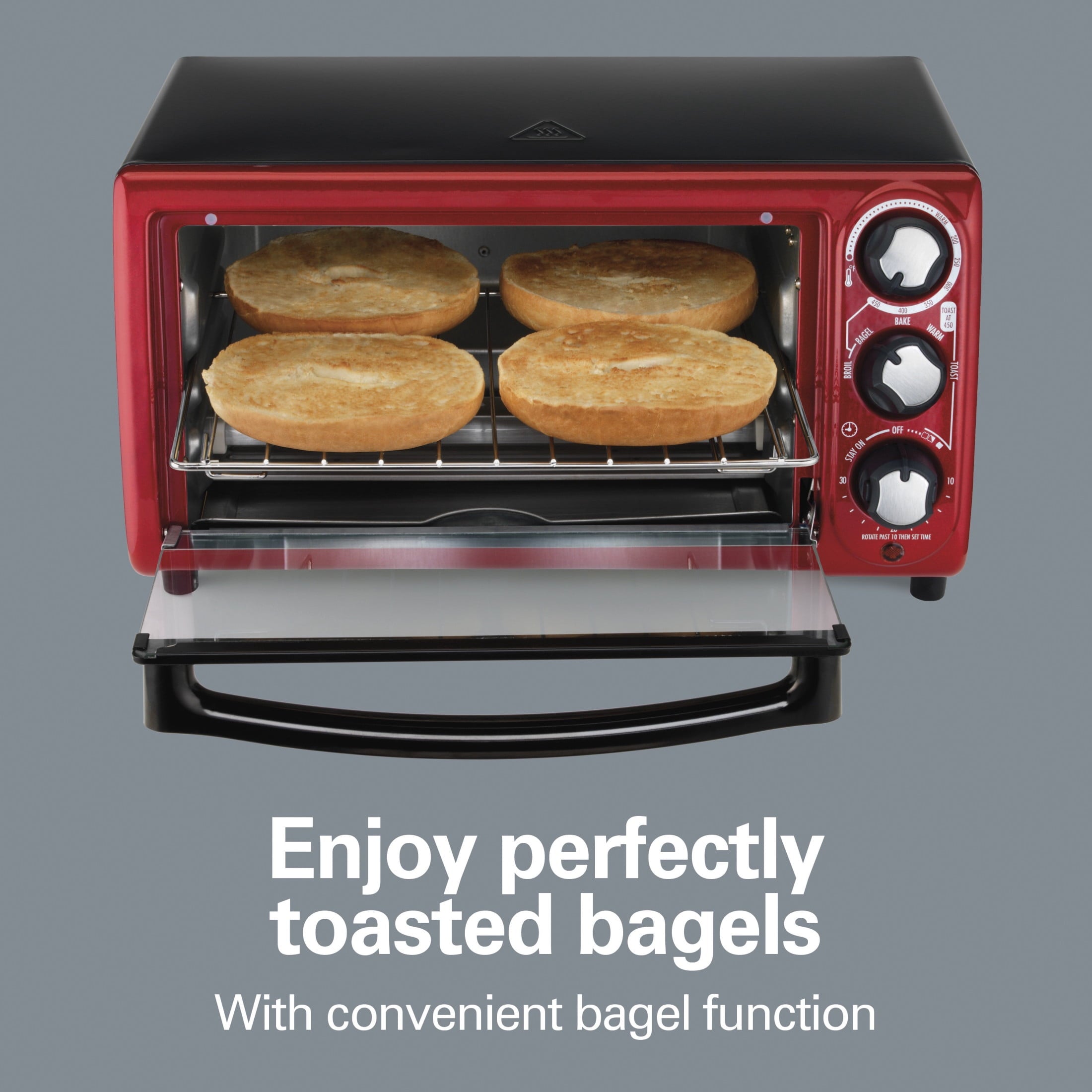 Hamilton Beach 4-Slice Countertop Toaster Oven with 5 Versatile Cooking Modes - Red