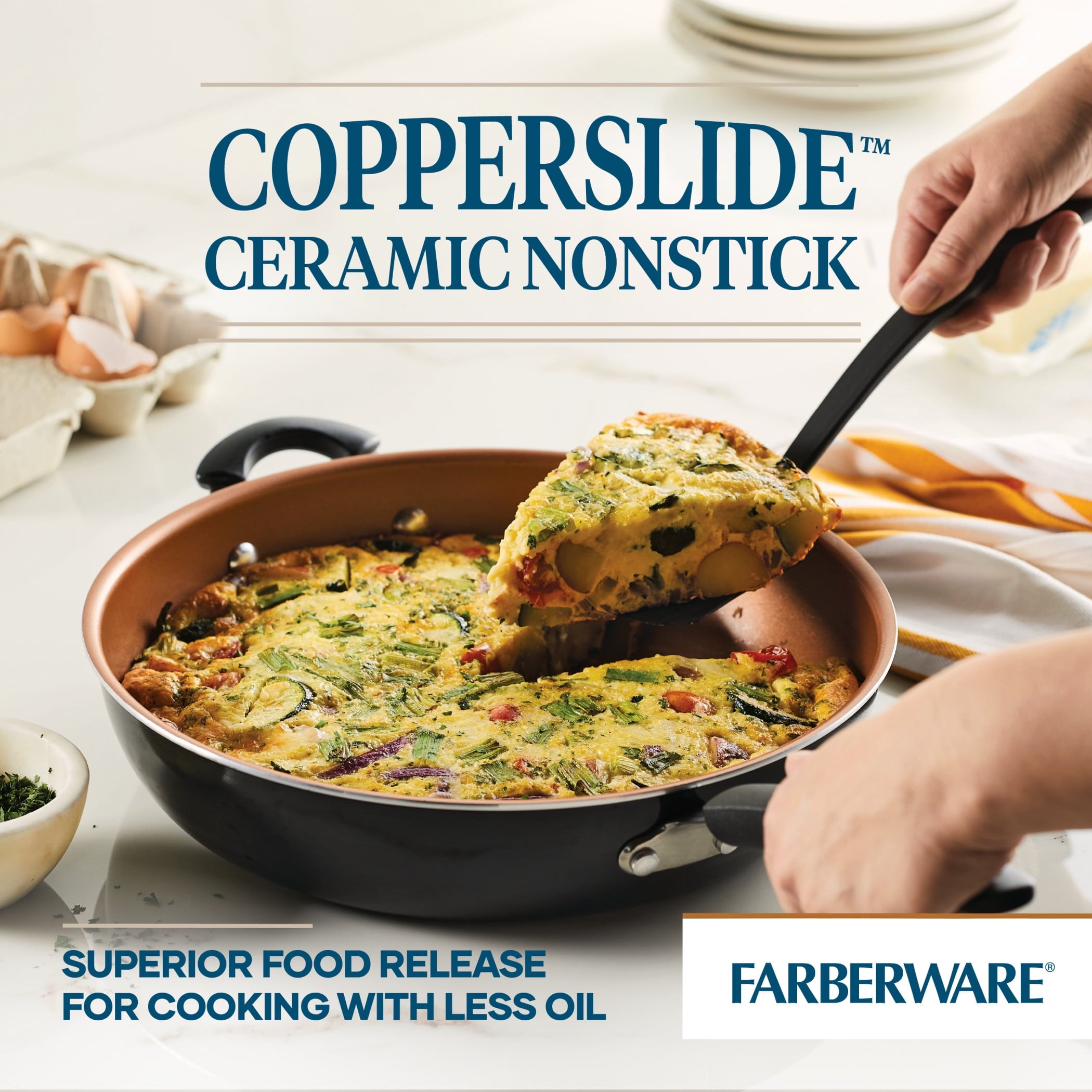 Farberware Easy Clean 12.5 Inch Ceramic Nonstick Frying Pan with Helper Handle - Dishwasher Safe, Black