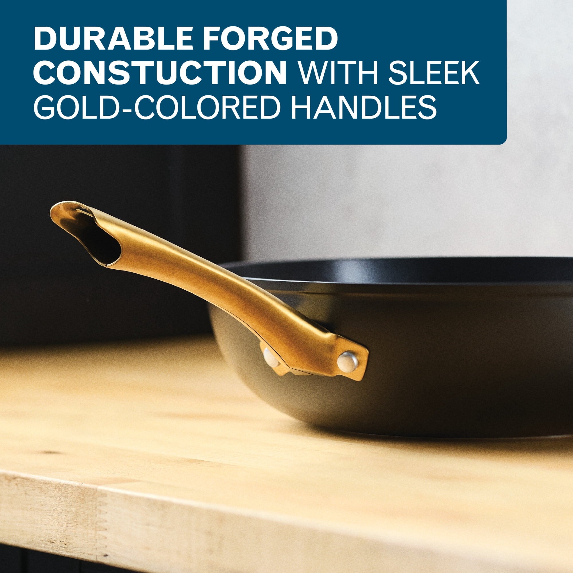 Farberware Forged Induction 12 Inch Ceramic Nonstick Stir-Fry Pan with Helper Handle - Dishwasher Safe and Oven Safe to 500°F, Black