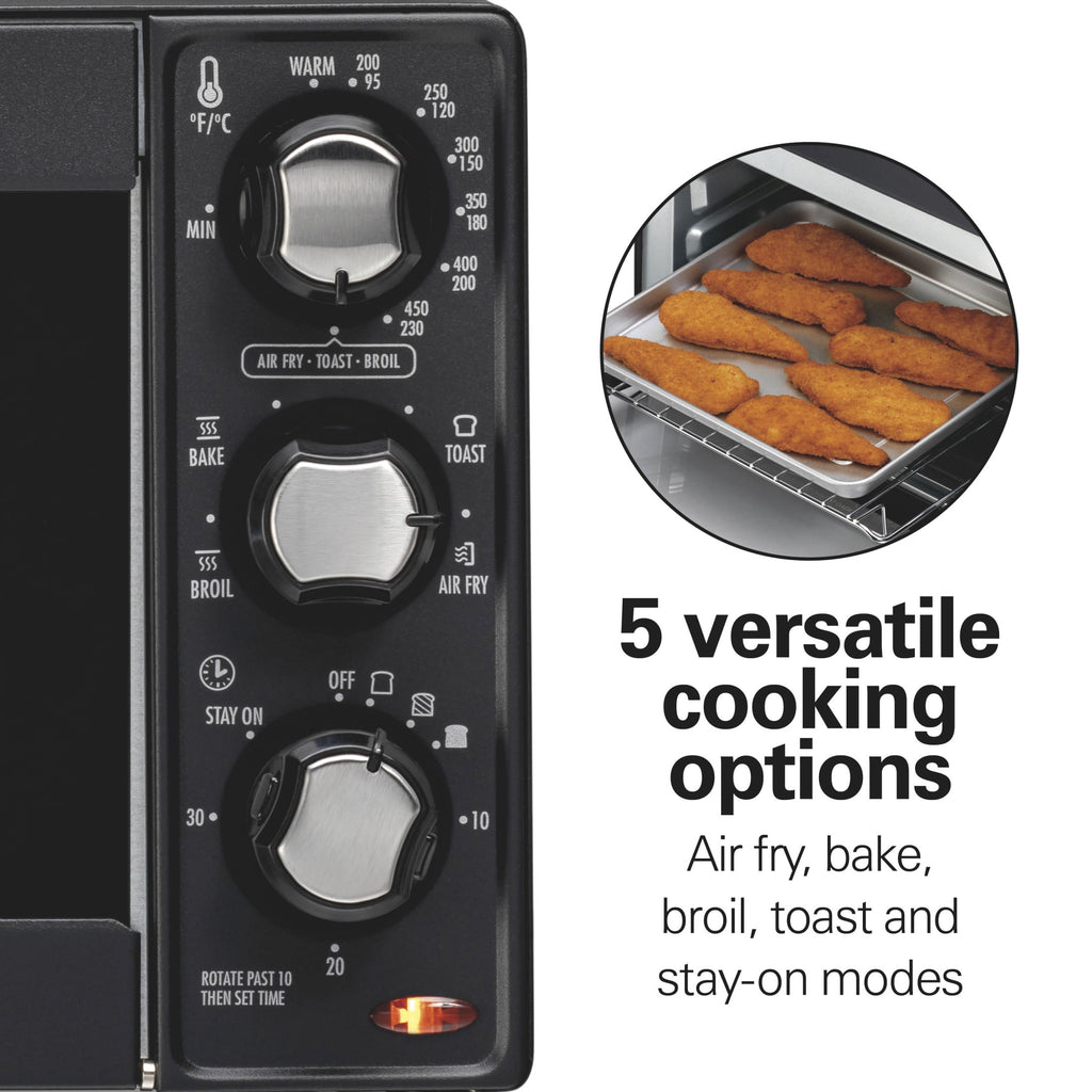 Hamilton Beach Sure-Crisp Air Fryer Toaster Oven with 4 Slice Capacity - Fits 9" Pizza, Black