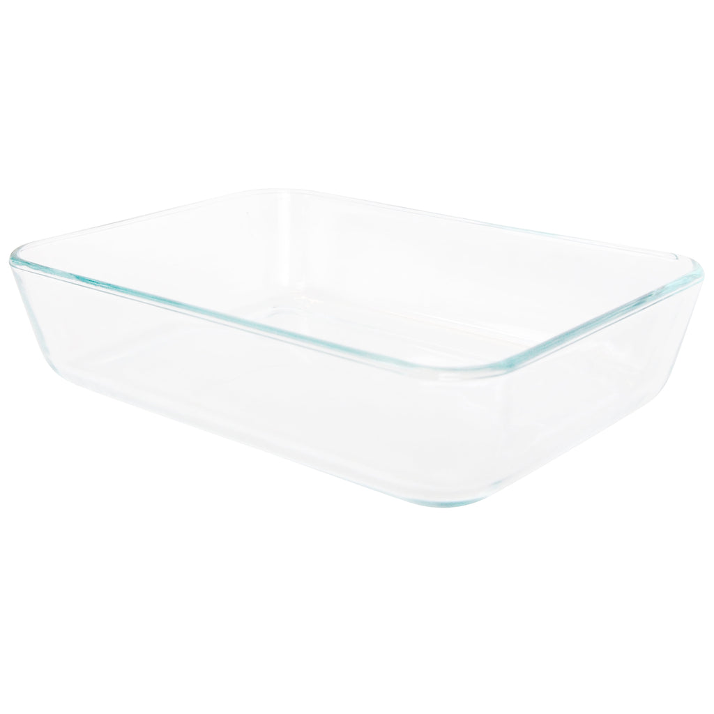 Pyrex (4) 7210 3-Cup Clear Glass Rectangular Dishes with (4) 7210-PC 3-Cup Loring Pink BPA-Free Plastic Lids – Made in the USA