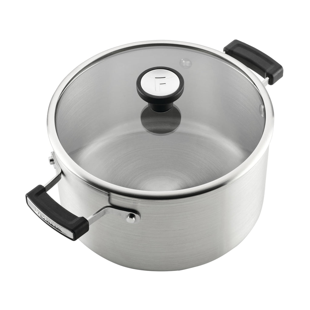 Farberware TrueCook Stainless Steel 14 Pcs Cookware Set - Dishwasher Safe, Metal Utensil and Induction Safe, Stainless Steel