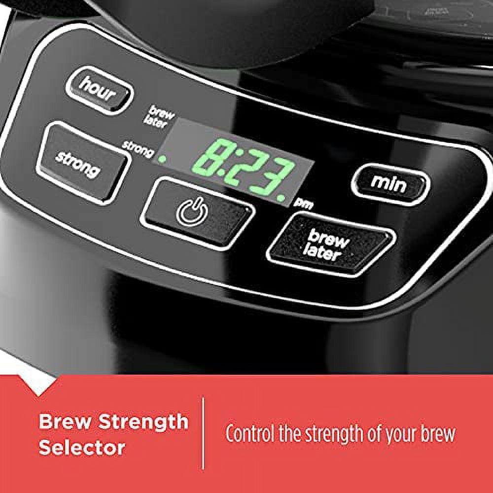 BLACK+DECKER 12-Cup Programmable Coffeemaker with QuickTouch Controls - Glass Carafe, Auto Shut-Off, Black, CM1110B-1