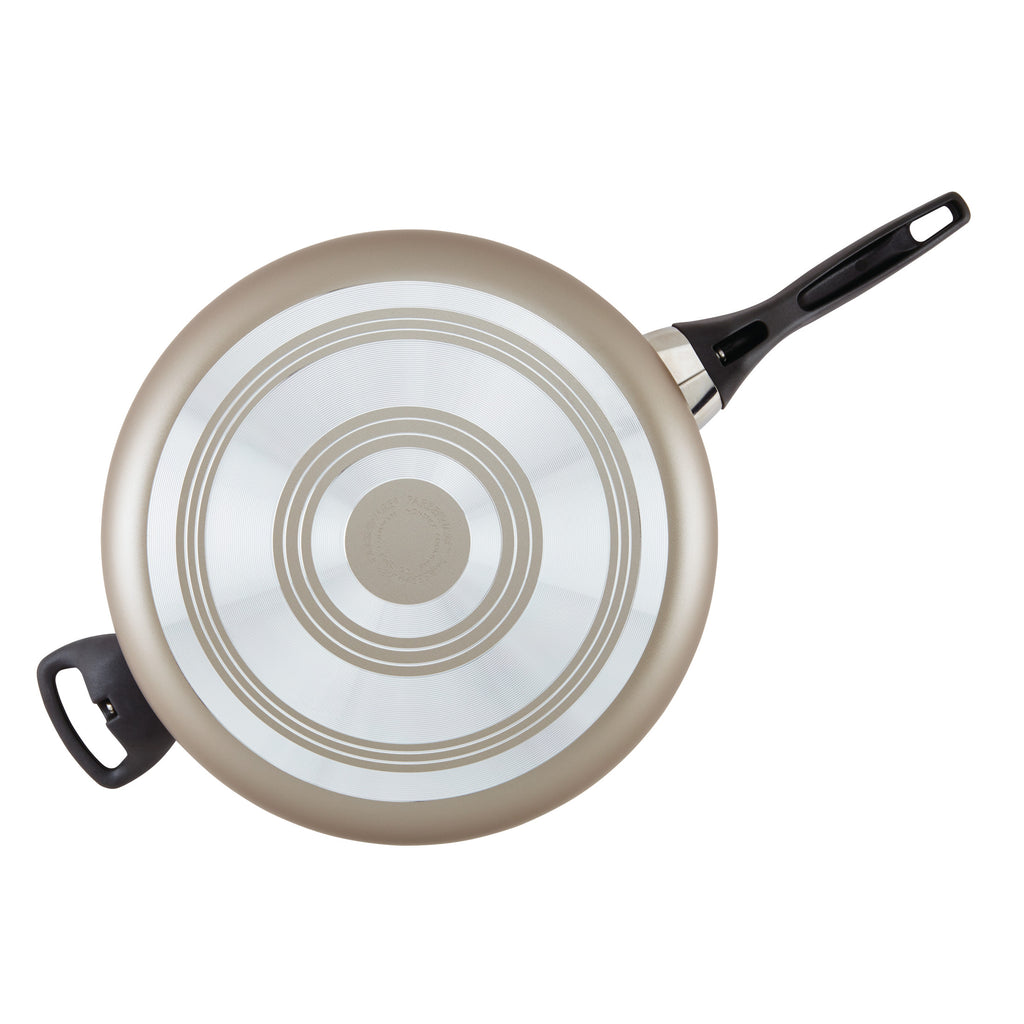 Farberware Dishwasher Safe Nonstick 6 Quart Jumbo Cooker/ Chef's Pan with Helper Handle and Glass Lid - Great for Family Meals, Dishwasher Safe, Champagne