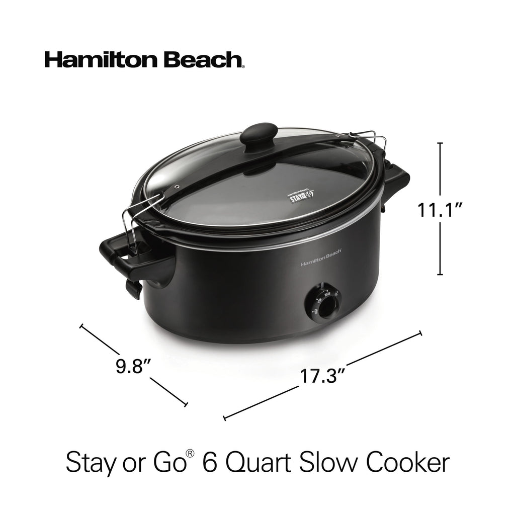 Hamilton Beach 6 Qt Slow Cooker - Stoneware Crock with Removable Pot, Black