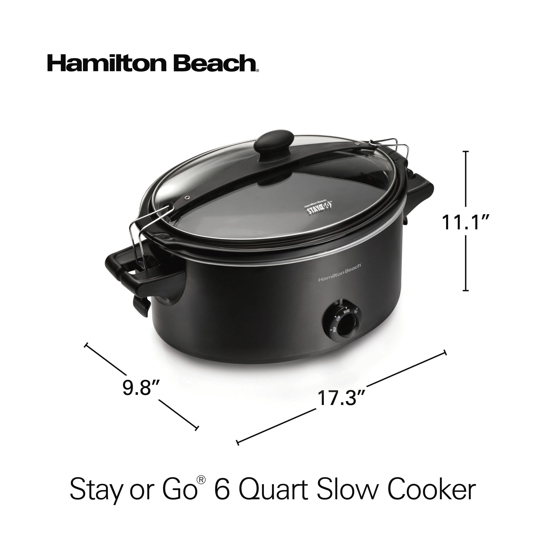 Hamilton Beach 6 Qt Slow Cooker - Stoneware Crock with Removable Pot, Black