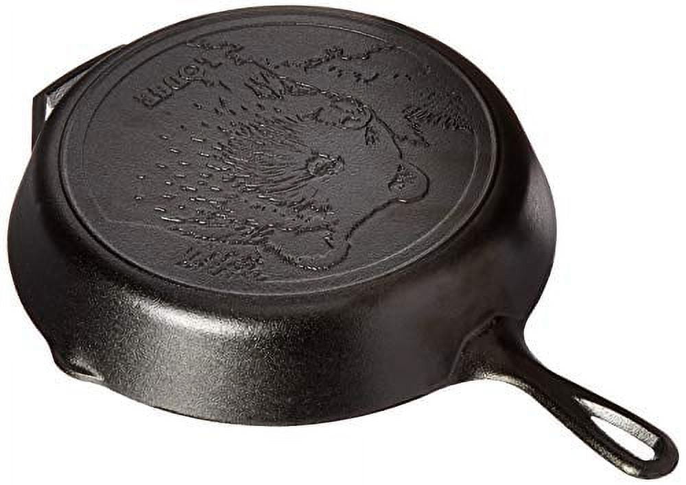 Lodge Wildlife Series-12 Inch Seasoned Cast Iron Skillet with Bear Scene and Assist Handle - 12", Black