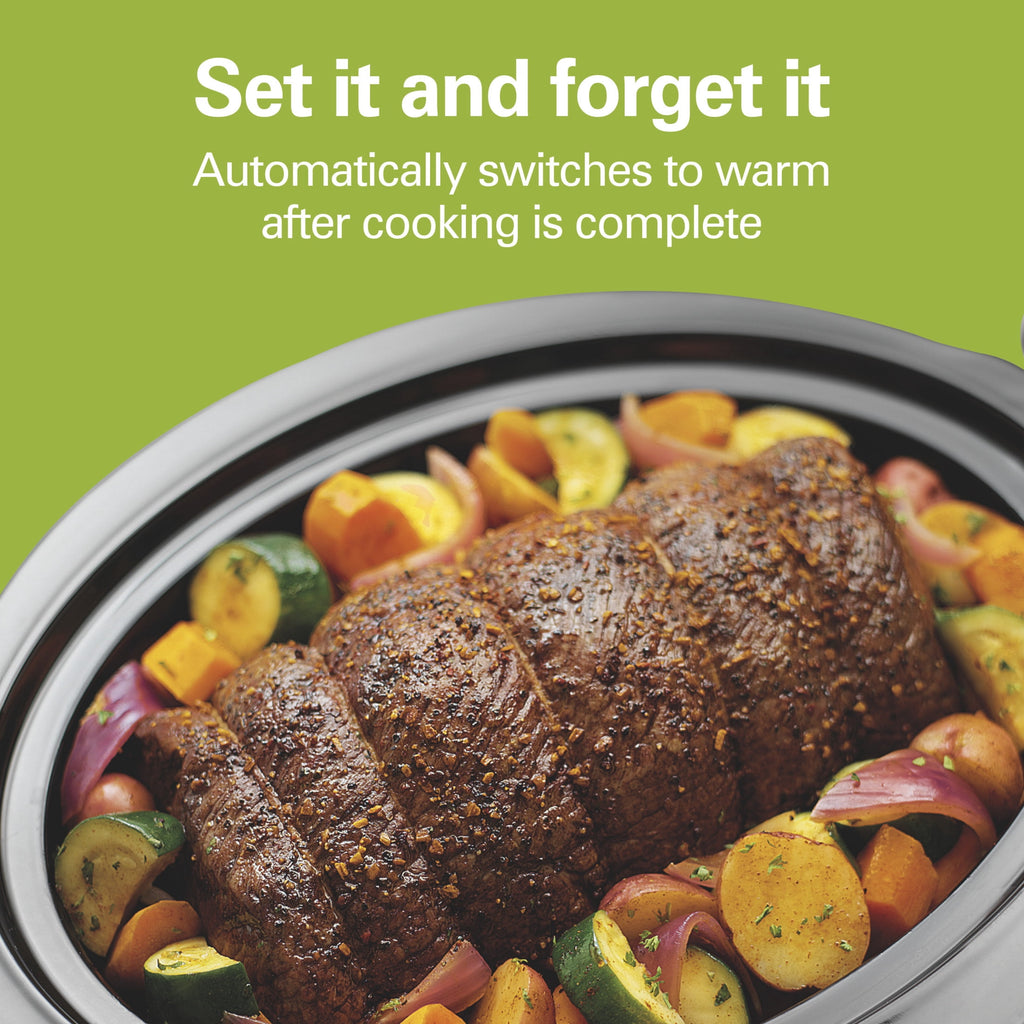 Hamilton Beach 4 Qt Programmable Slow Cooker - Stoneware Crock with Removable Pot, Stainless Steel