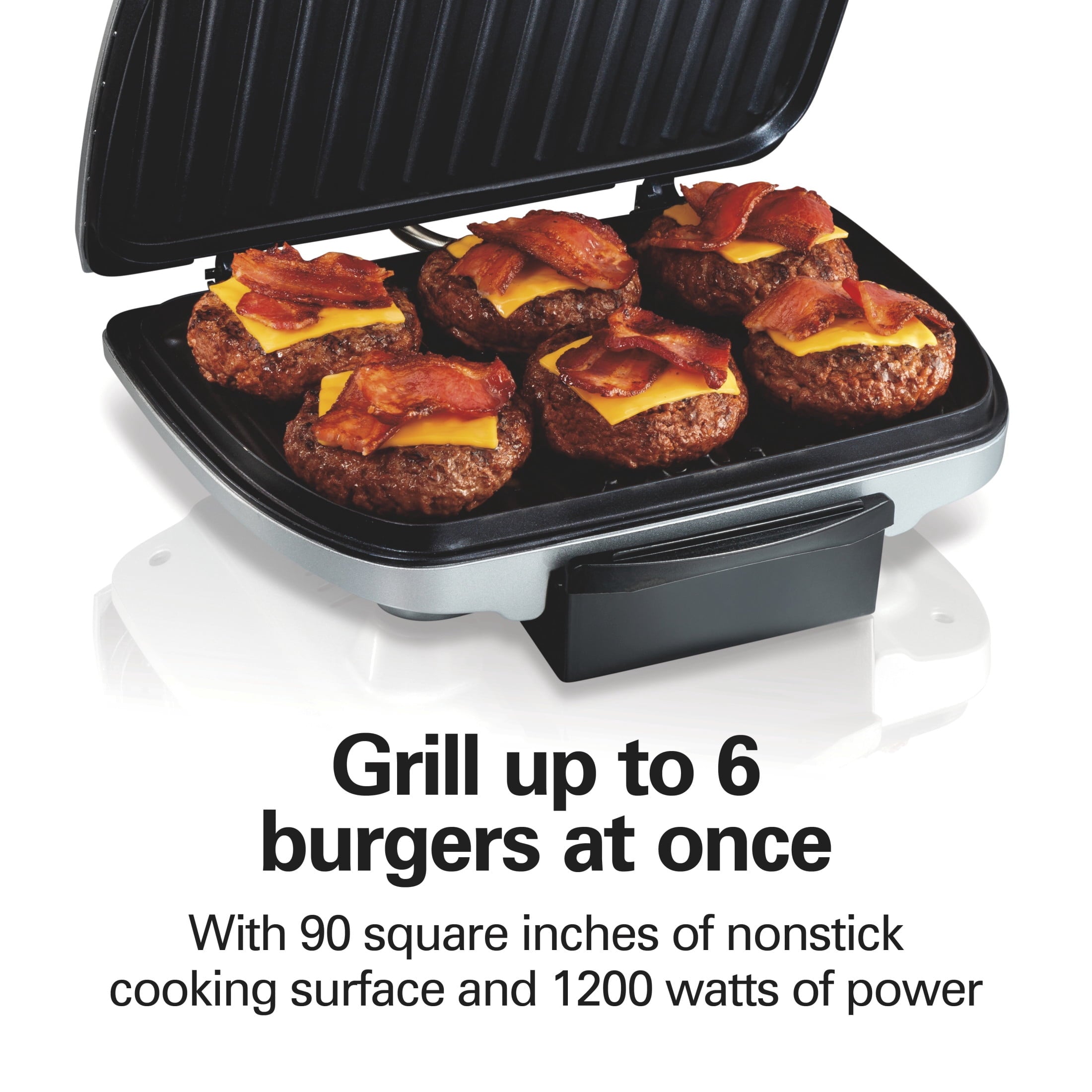 Hamilton Beach Electric Indoor Grill - Smokeless Grill with Floating Hinge for Thicker Foods, Stainless Steel