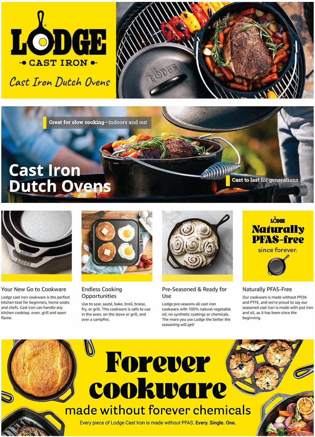 Lodge Cast Iron 5 Quart Seasoned Dutch Oven with Bail Handle
