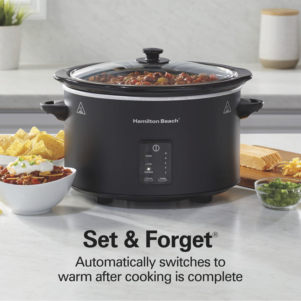 Hamilton Beach 5 Qt Programmable Slow Cooker - Stoneware Crock with Removable Pot, Black