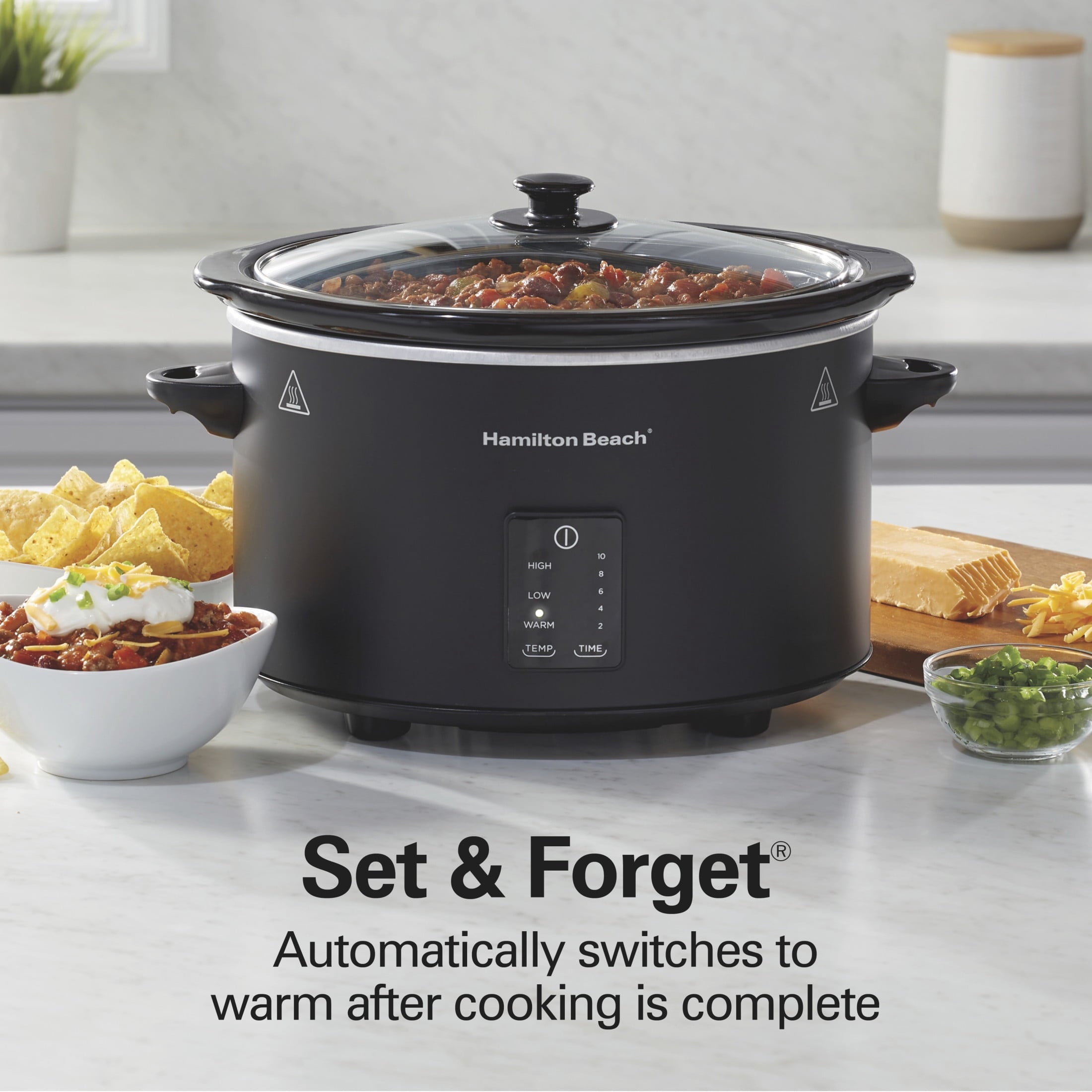Hamilton Beach 5 Qt Programmable Slow Cooker - Stoneware Crock with Removable Pot, Black