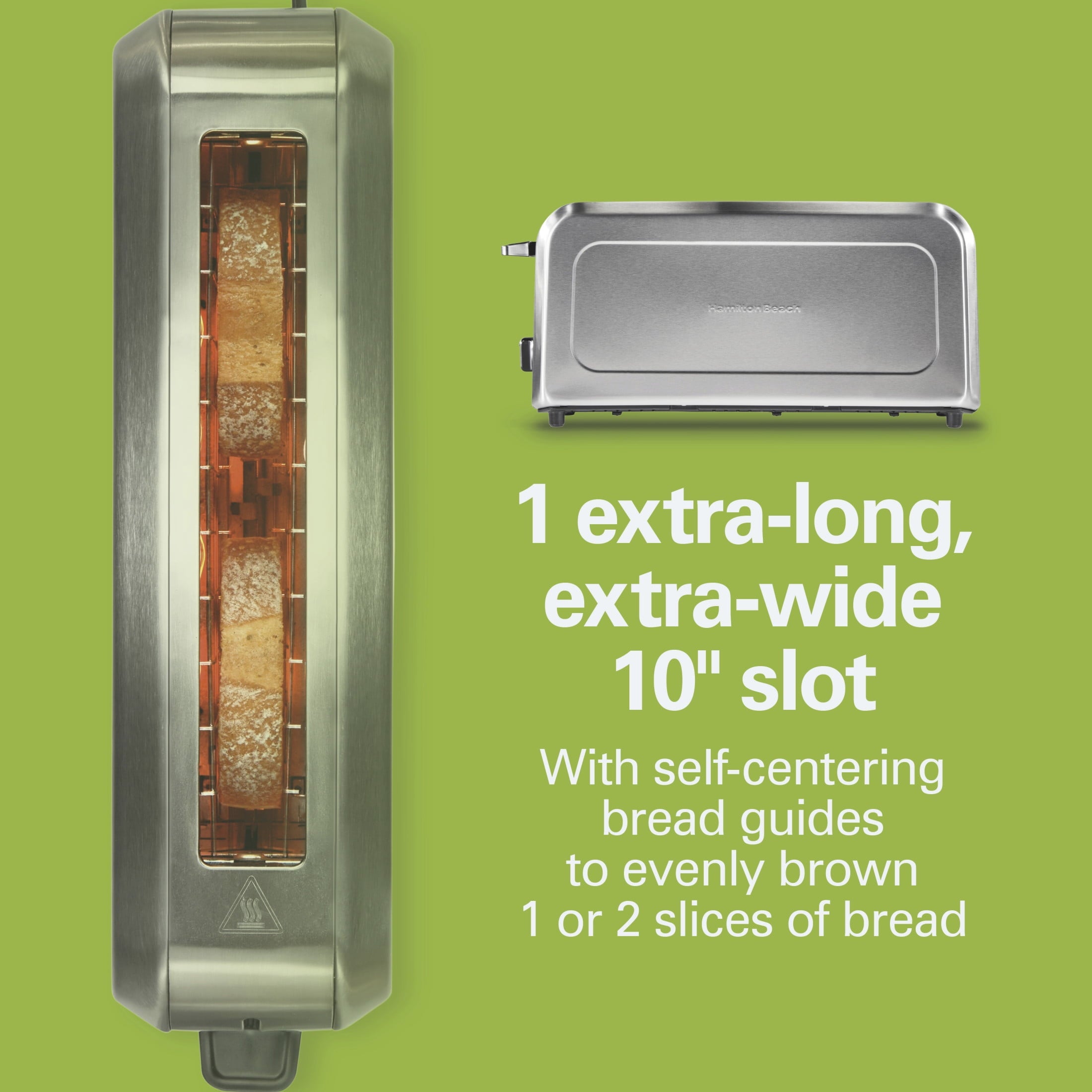 Hamilton Beach 2-Slice Bread and Bagel Toaster with Long Slots and Removable Crumb Tray - Stainless Steel