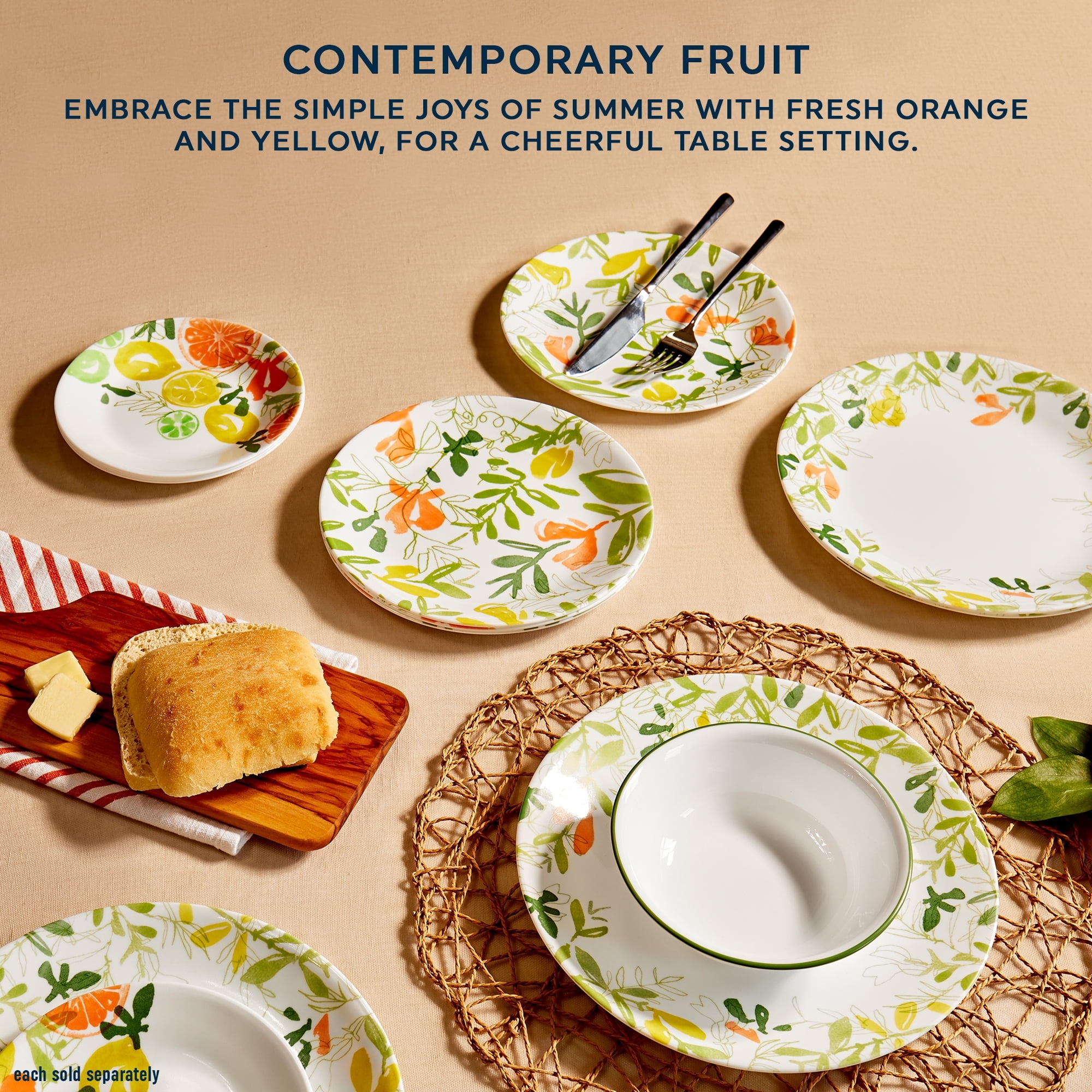 Corelle Contemporary Fruits 10.25" Dinner Plates (Set of 4)