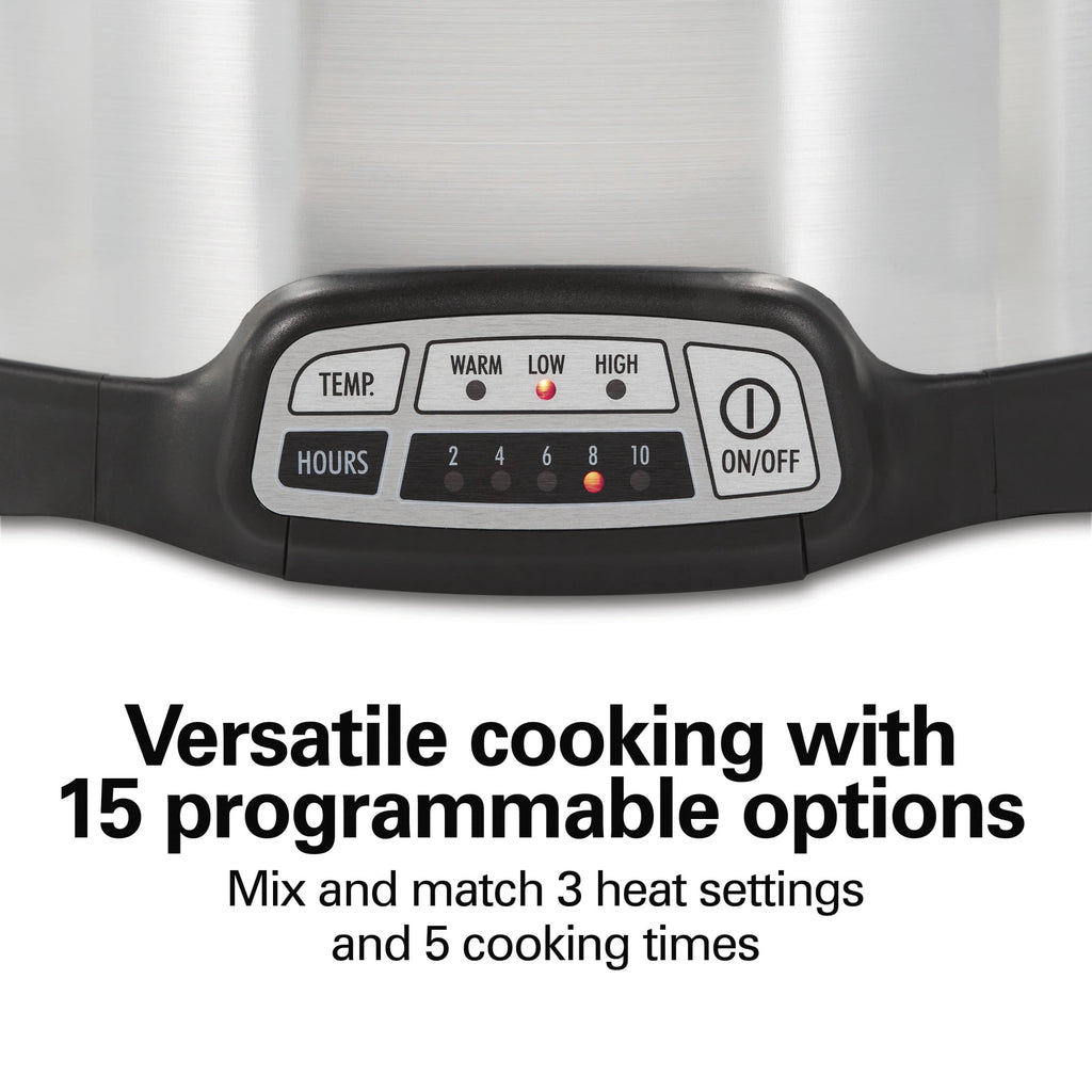 Hamilton Beach 6 Qt Programmable Slow Cooker - Stoneware Crock with Removable Pot, Stainless Steel