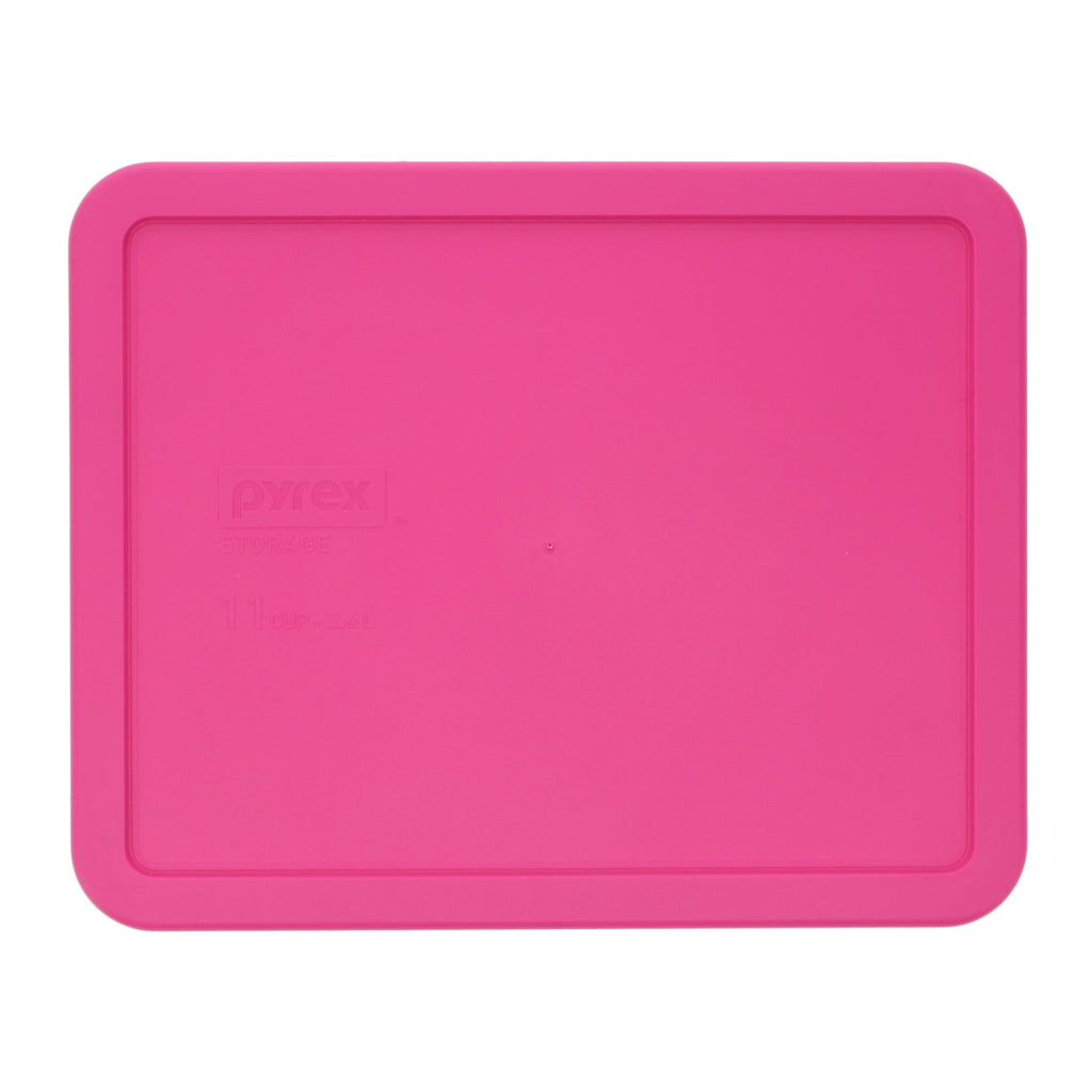 Pyrex 7212 11-Cup Rectangle Glass Food Storage Dish with 7212-PC Berry Pink Plastic Lid Cover