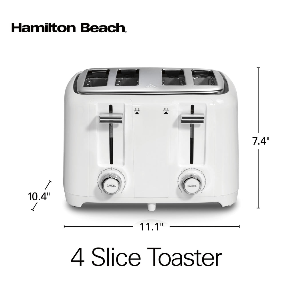 Hamilton Beach 4-Slice Toaster with Extra-Wide Slots - Toast Boost, and Removable Crumb Tray, White