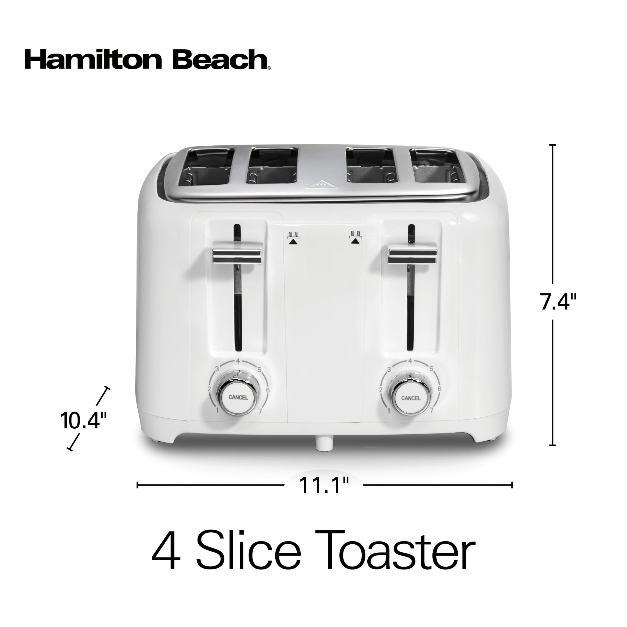 Hamilton Beach 4-Slice Toaster with Extra-Wide Slots - Toast Boost, and Removable Crumb Tray, White