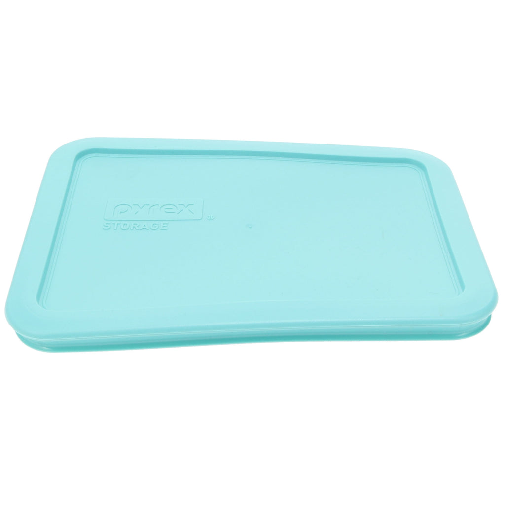 Pyrex (2) 7210 3-Cup Glass Dishes & (2) 7210-PC Sun Bleached Turquoise Lids